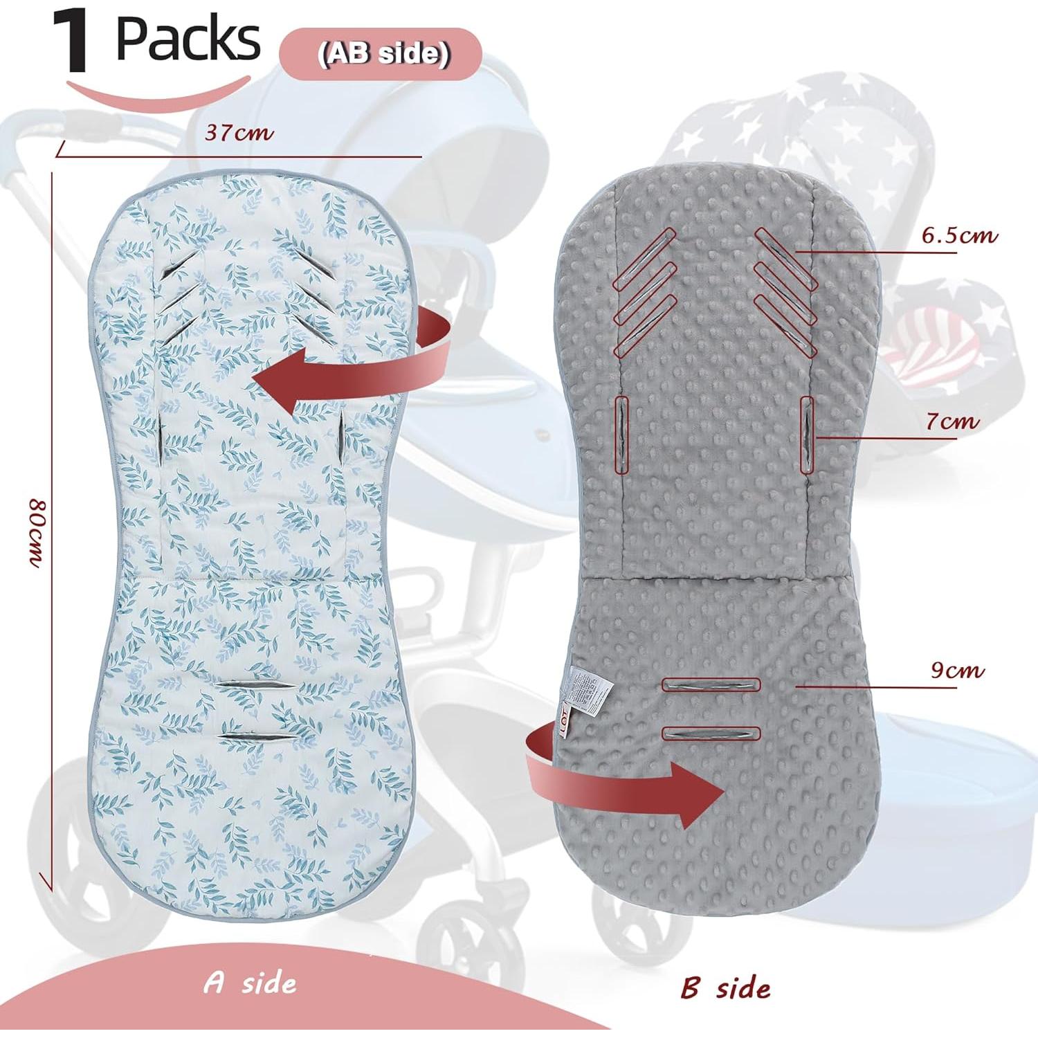 Cojín Reversible para Cochecito de Bebé LAT 82x37cm Algodón