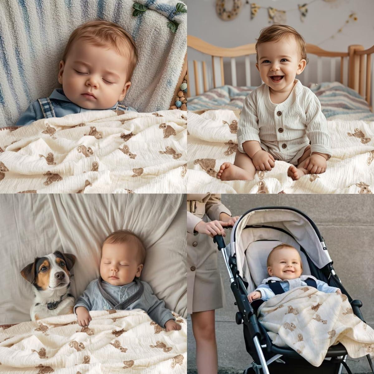 Manta de Muselina para Bebé Gunnaicat 101.6x101.6 cm Oso