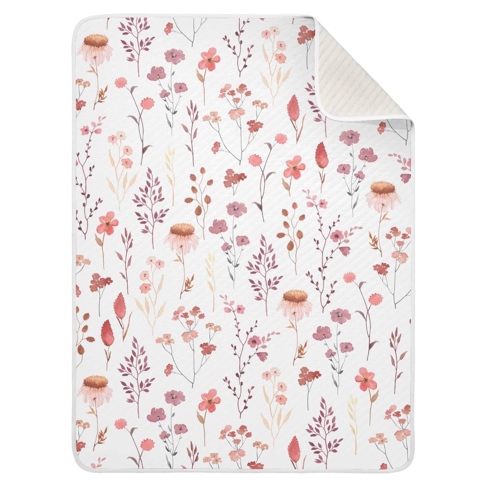 Manta de Algodón Ollabaky para Bebés Flores Silvestres 76x102cm