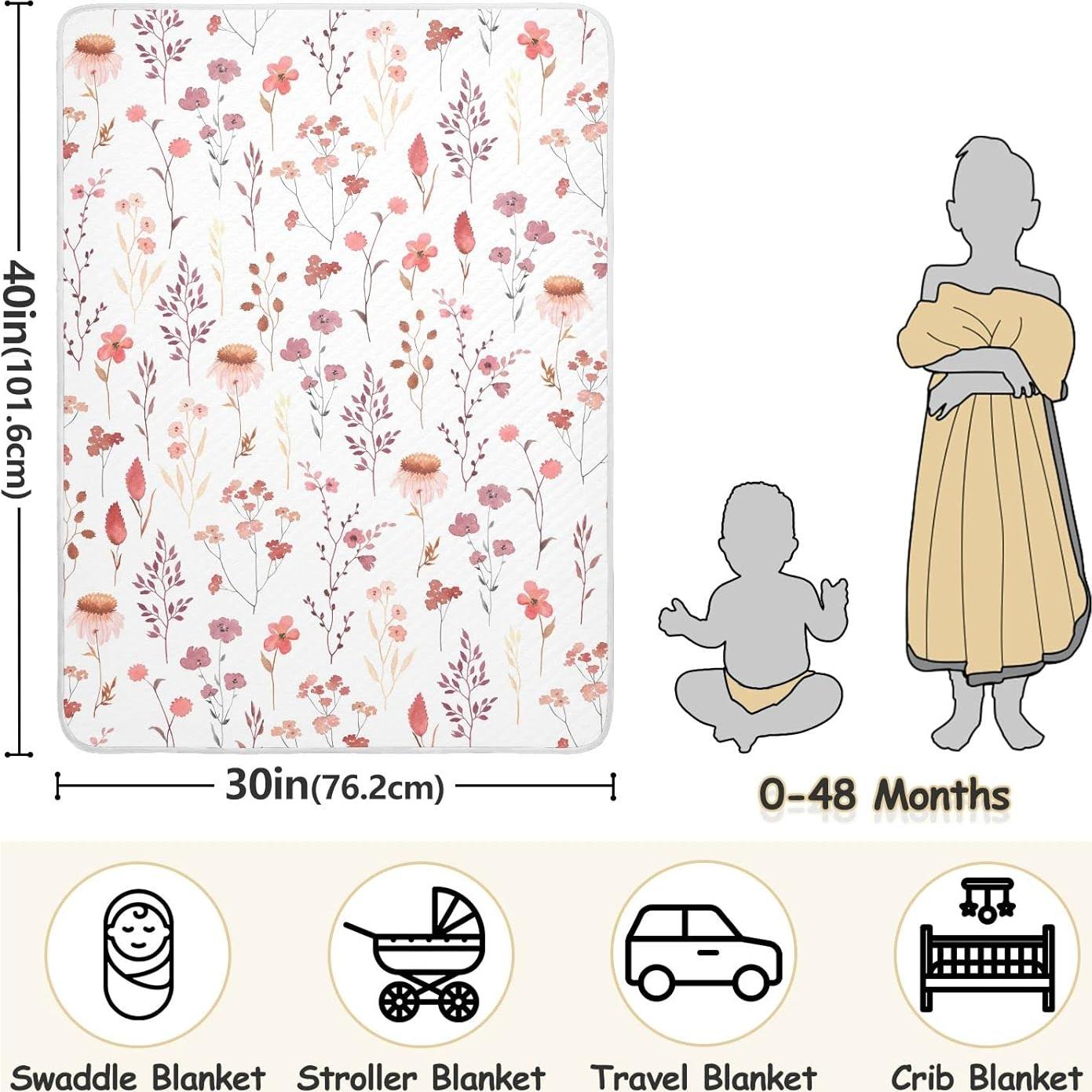 Manta de Algodón Ollabaky para Bebés Flores Silvestres 76x102cm