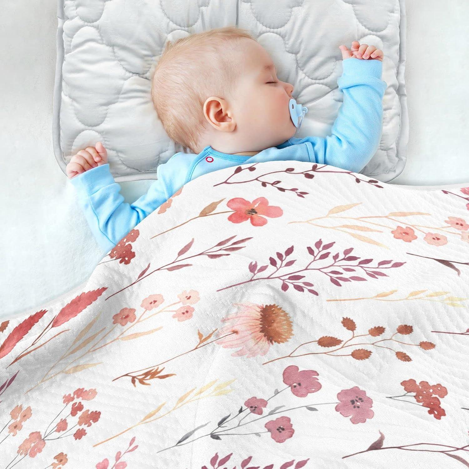 Manta de Algodón Ollabaky para Bebés Flores Silvestres 76x102cm
