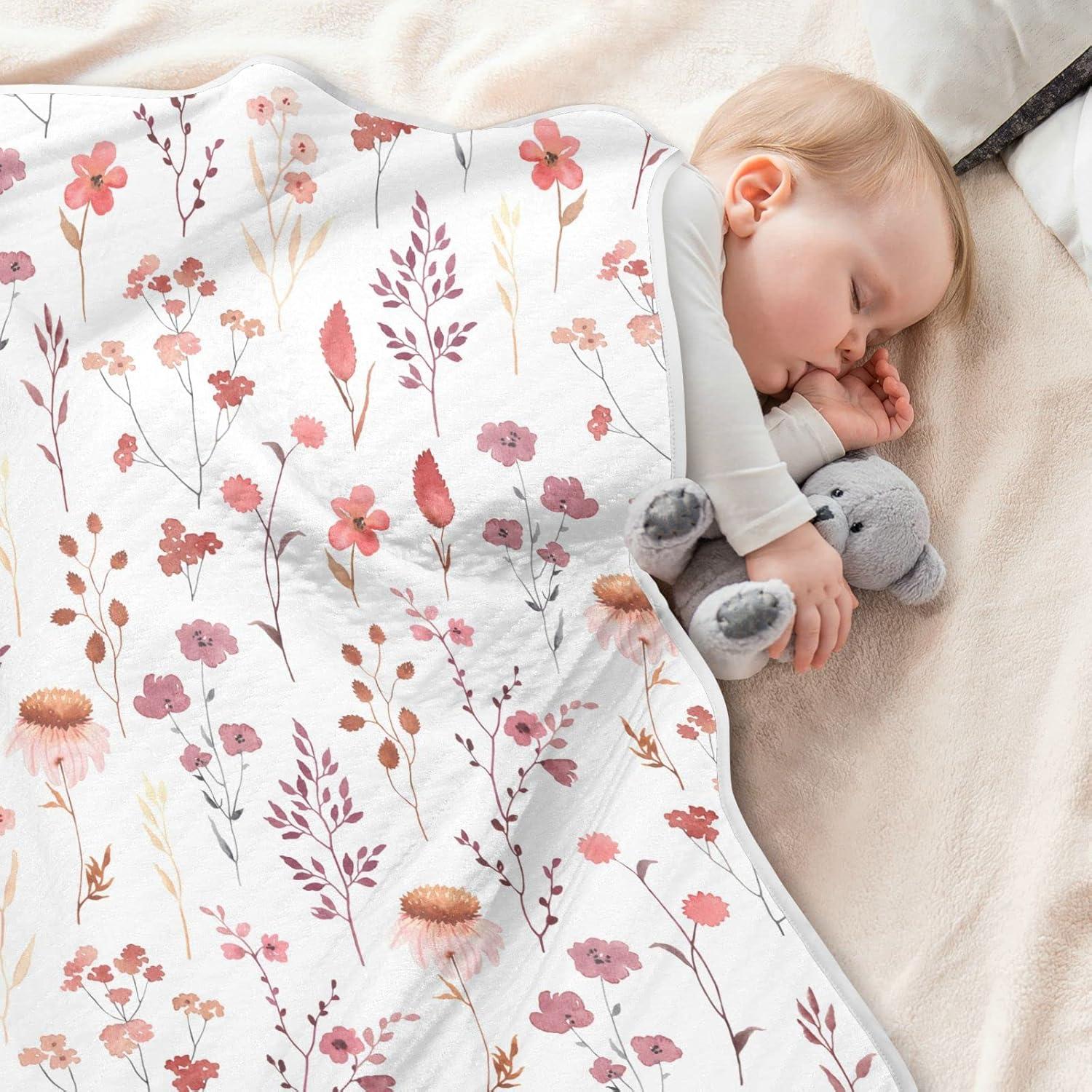Manta de Algodón Ollabaky para Bebés Flores Silvestres 76x102cm