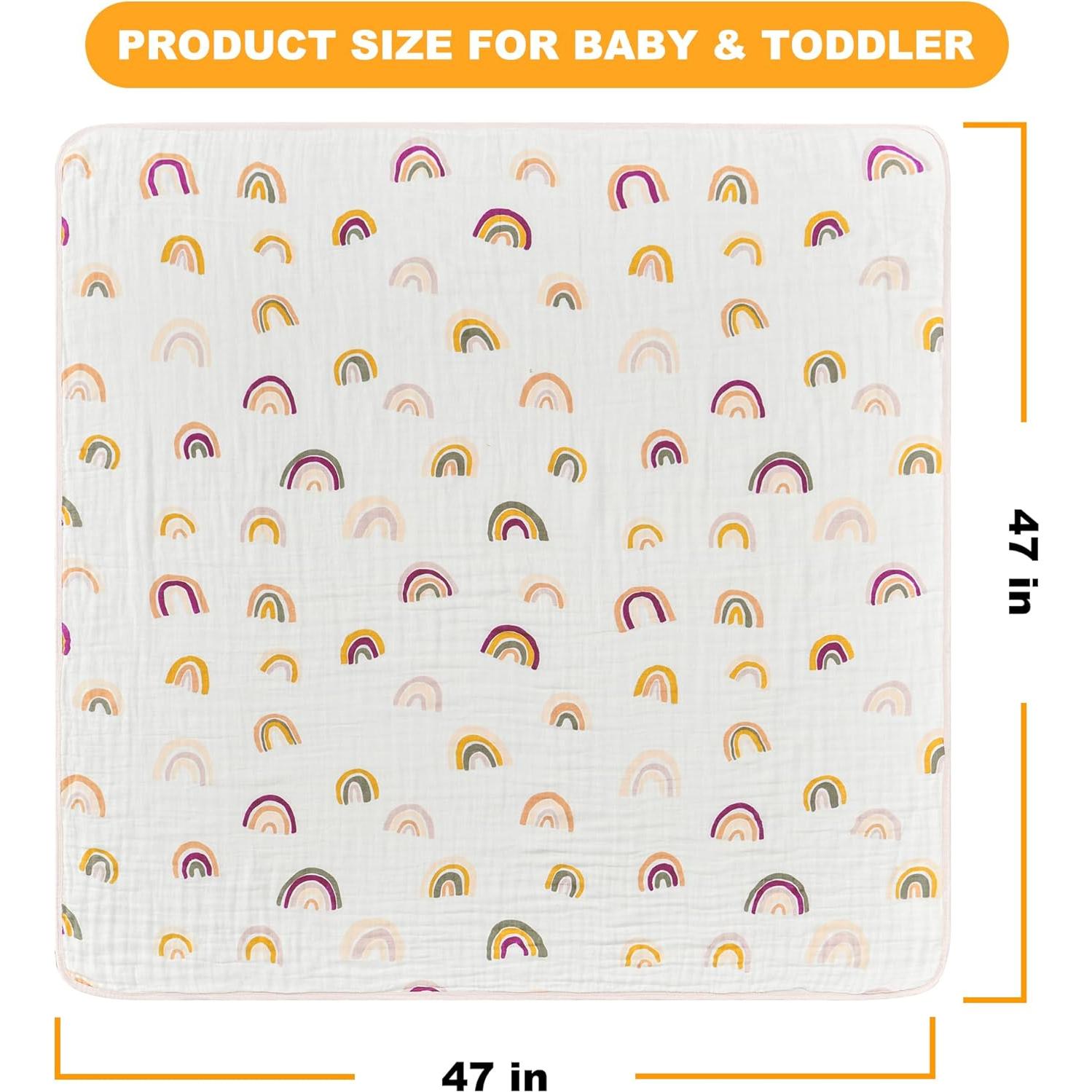 Manta Muslin ZPECC 120x120 cm Algodón Orgánico Arcoíris