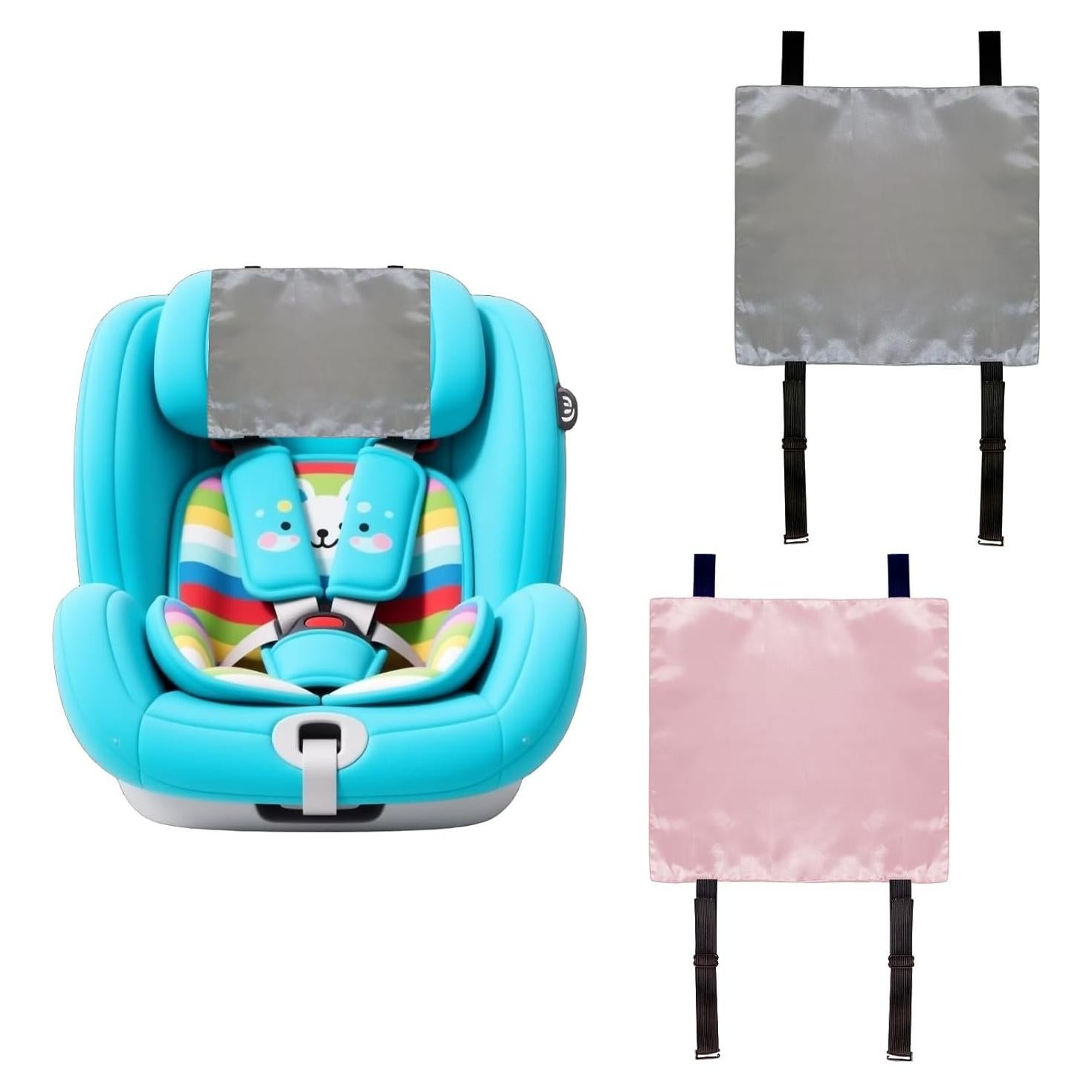 Paquete de 2 fundas de reposacabezas de satén para bebé - Gris y Rosa