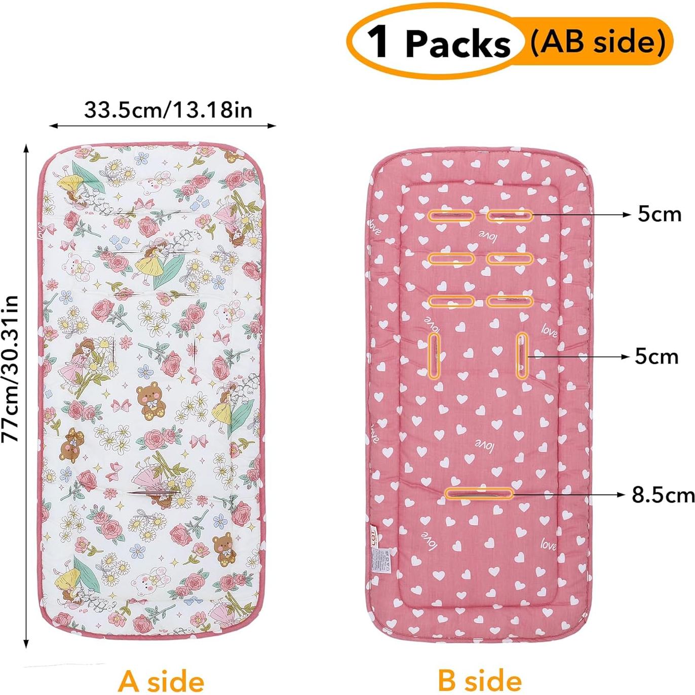 Funda Reversible para Cochecito de Bebé Algodón 100% 34x78cm