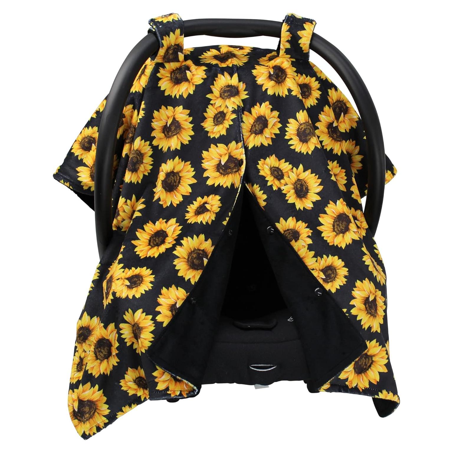 Cubierta de Asiento de Auto Dear Baby Gear - Girasoles sobre Negro