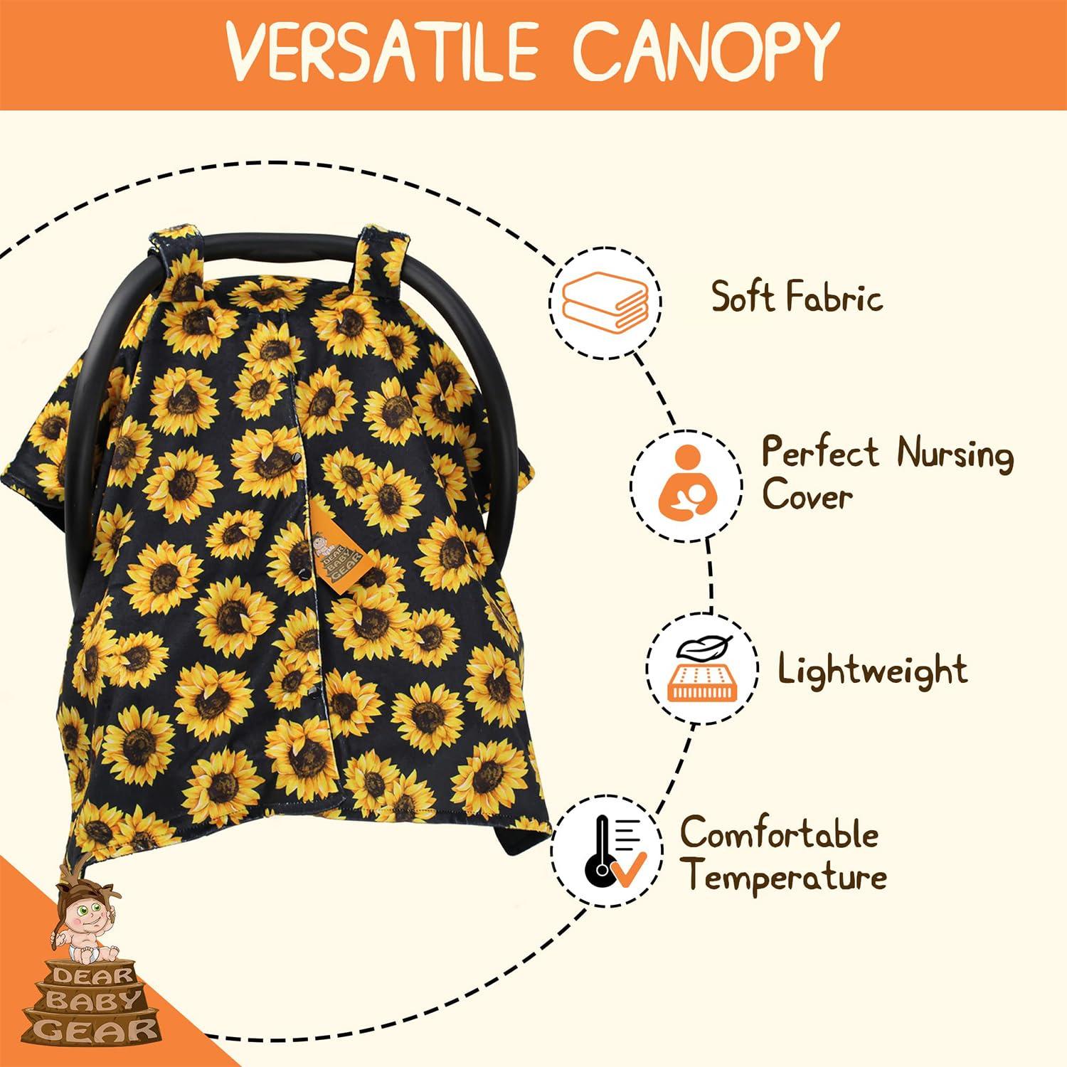 Cubierta de Asiento de Auto Dear Baby Gear - Girasoles sobre Negro