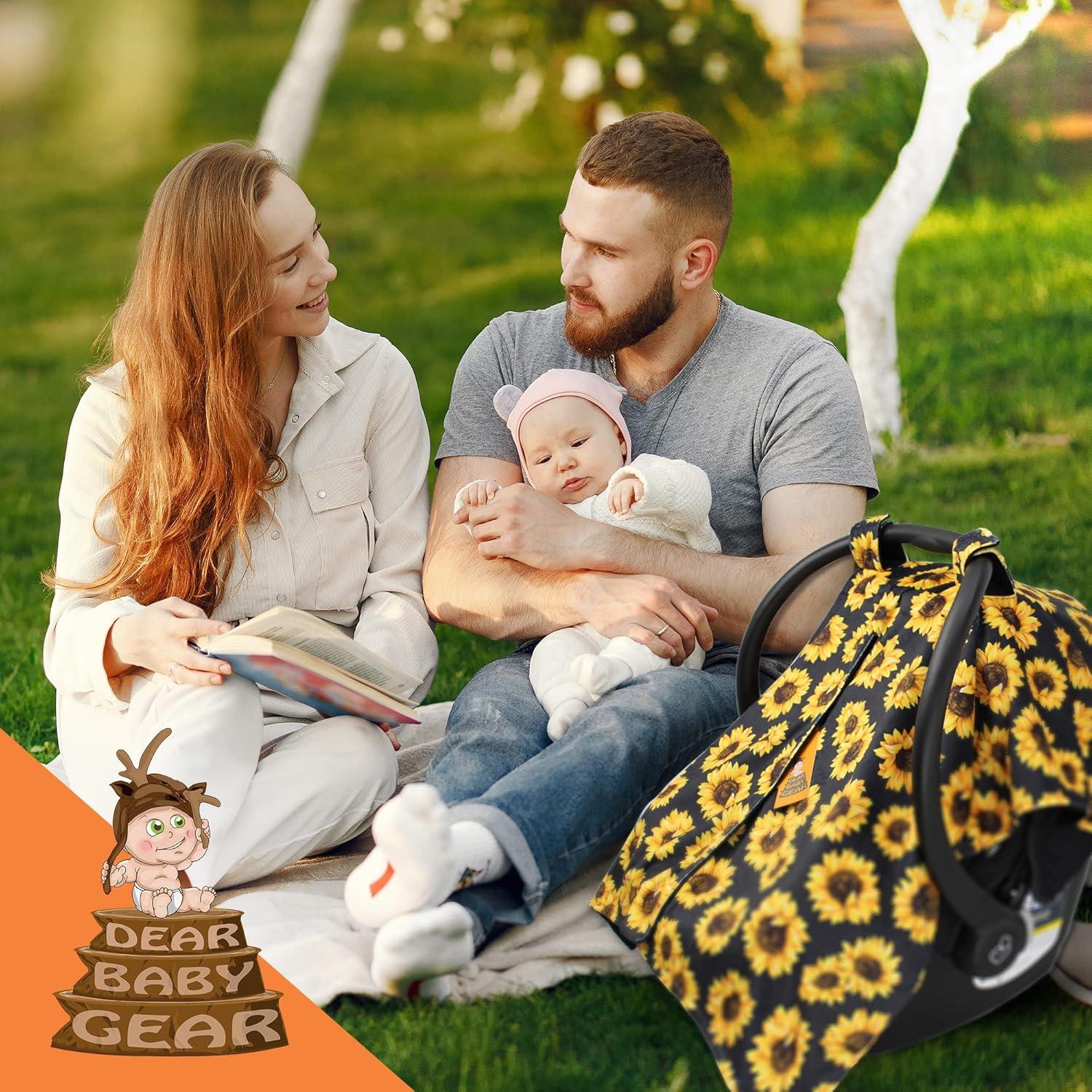 Cubierta de Asiento de Auto Dear Baby Gear - Girasoles sobre Negro