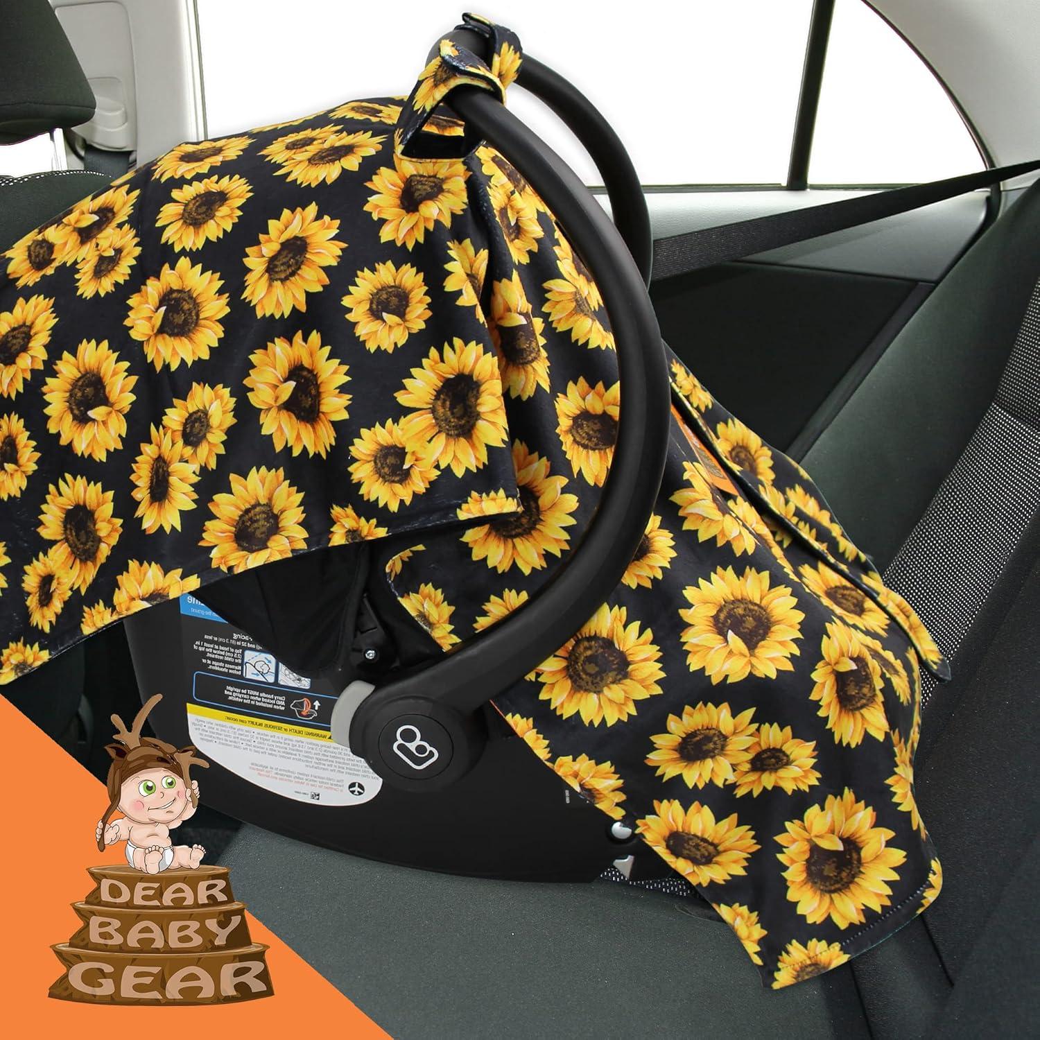 Cubierta de Asiento de Auto Dear Baby Gear - Girasoles sobre Negro