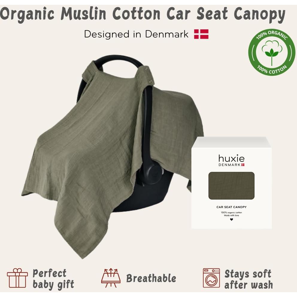 Funda de Asiento de Coche Huxie 100% Algodón Orgánico Verde Salvia