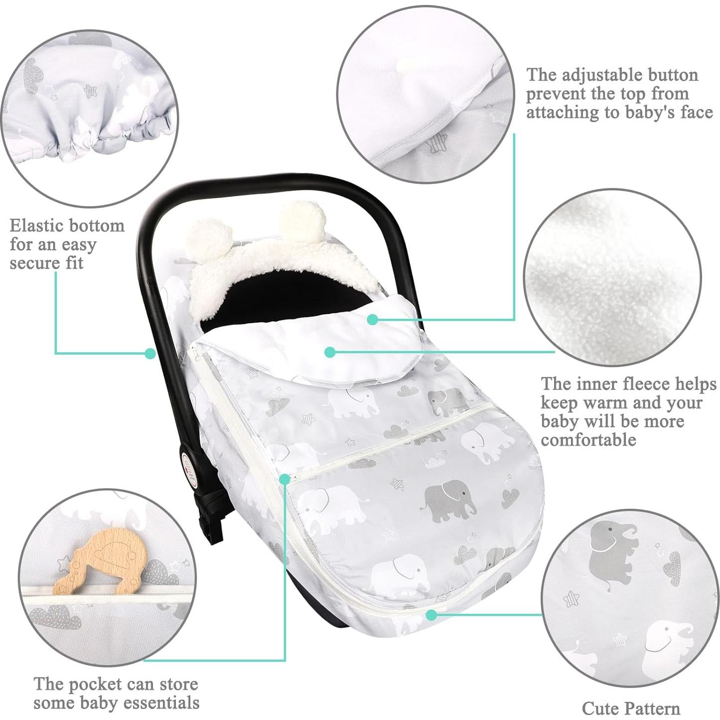 Funda para Asiento de Auto de Invierno Elefante - Cálida y Suave