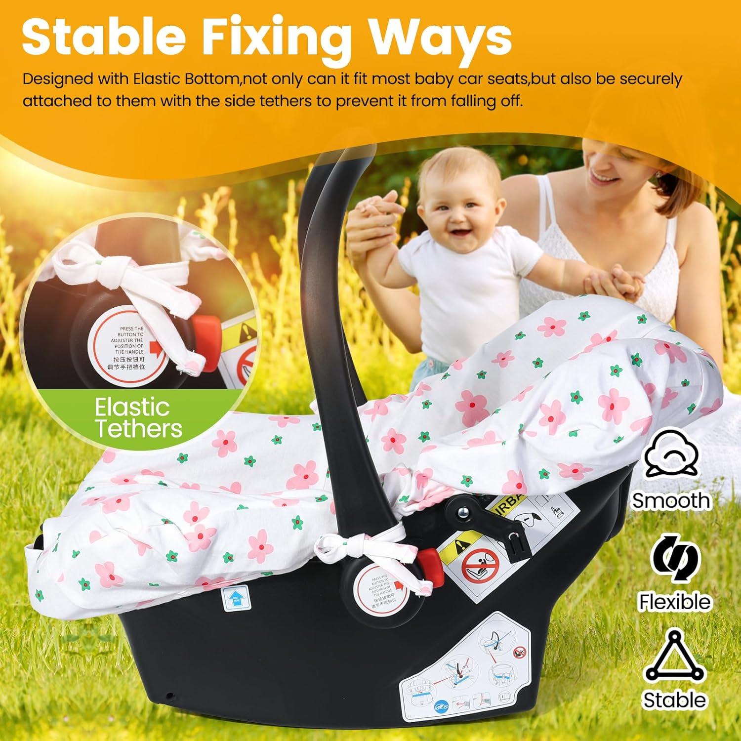 Funda de Asiento de Coche para Bebé Orzbow - Algodón Rosa