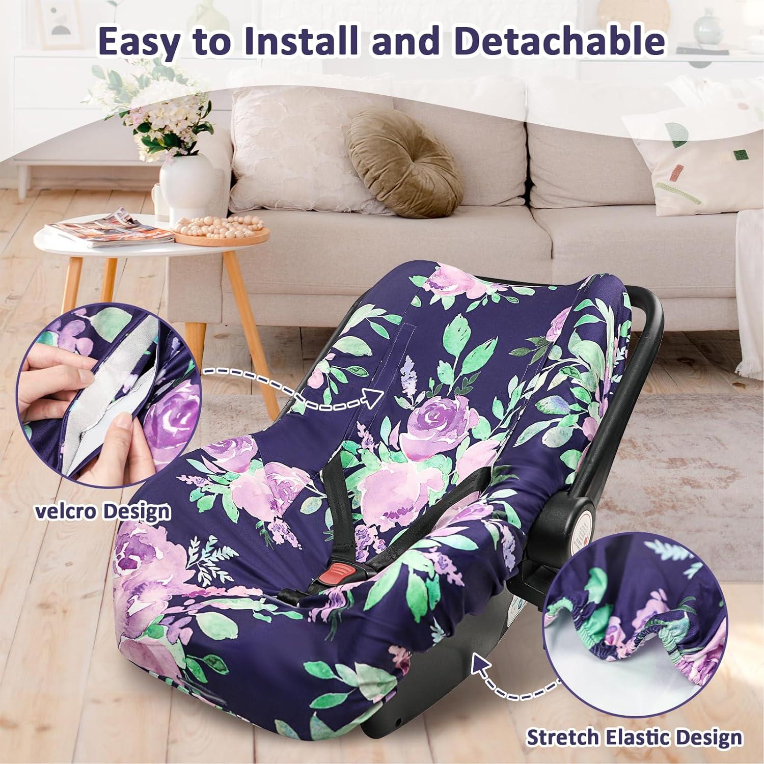 Funda de Asiento de Coche para Bebé TANOFAR, Floral Morado