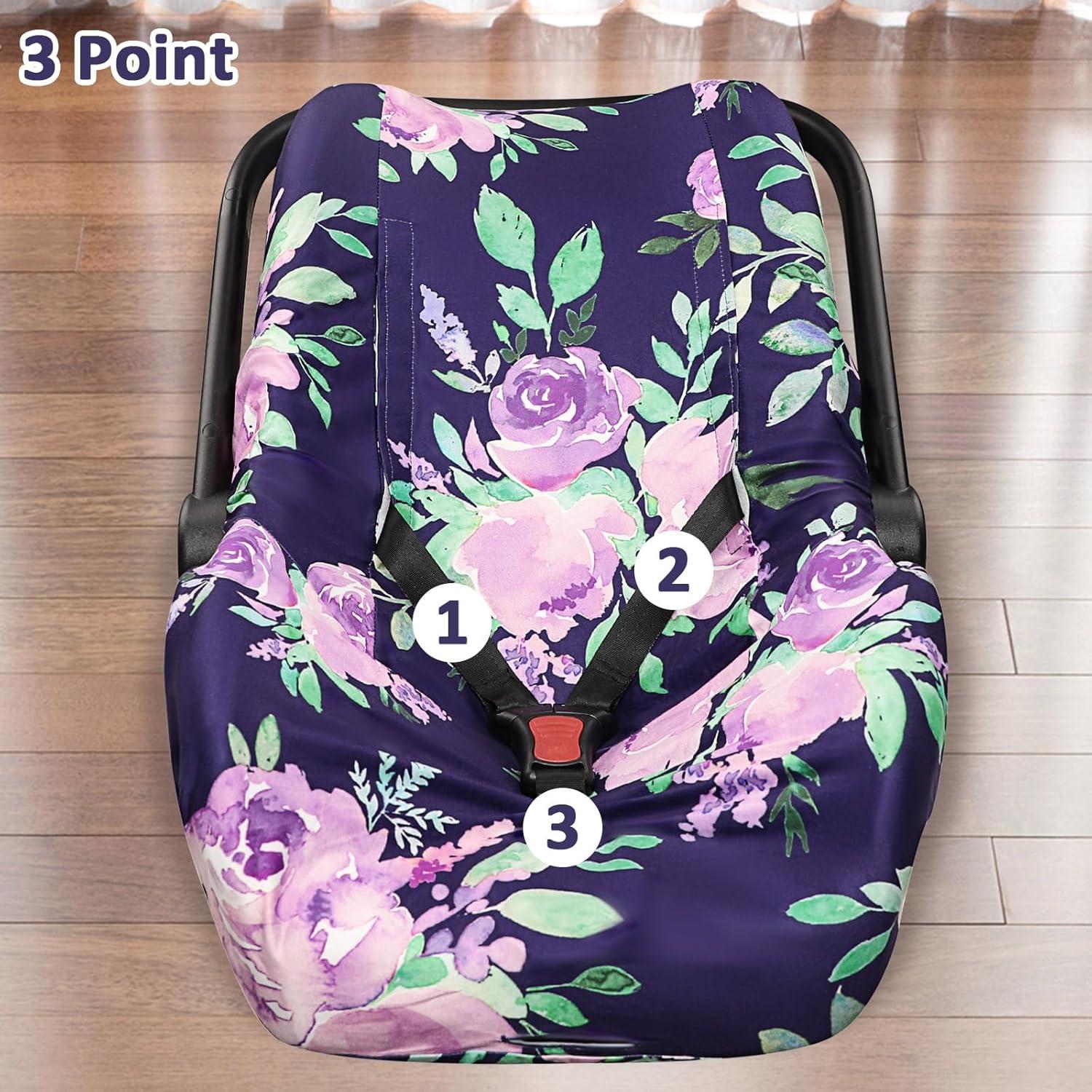 Funda de Asiento de Coche para Bebé TANOFAR, Floral Morado