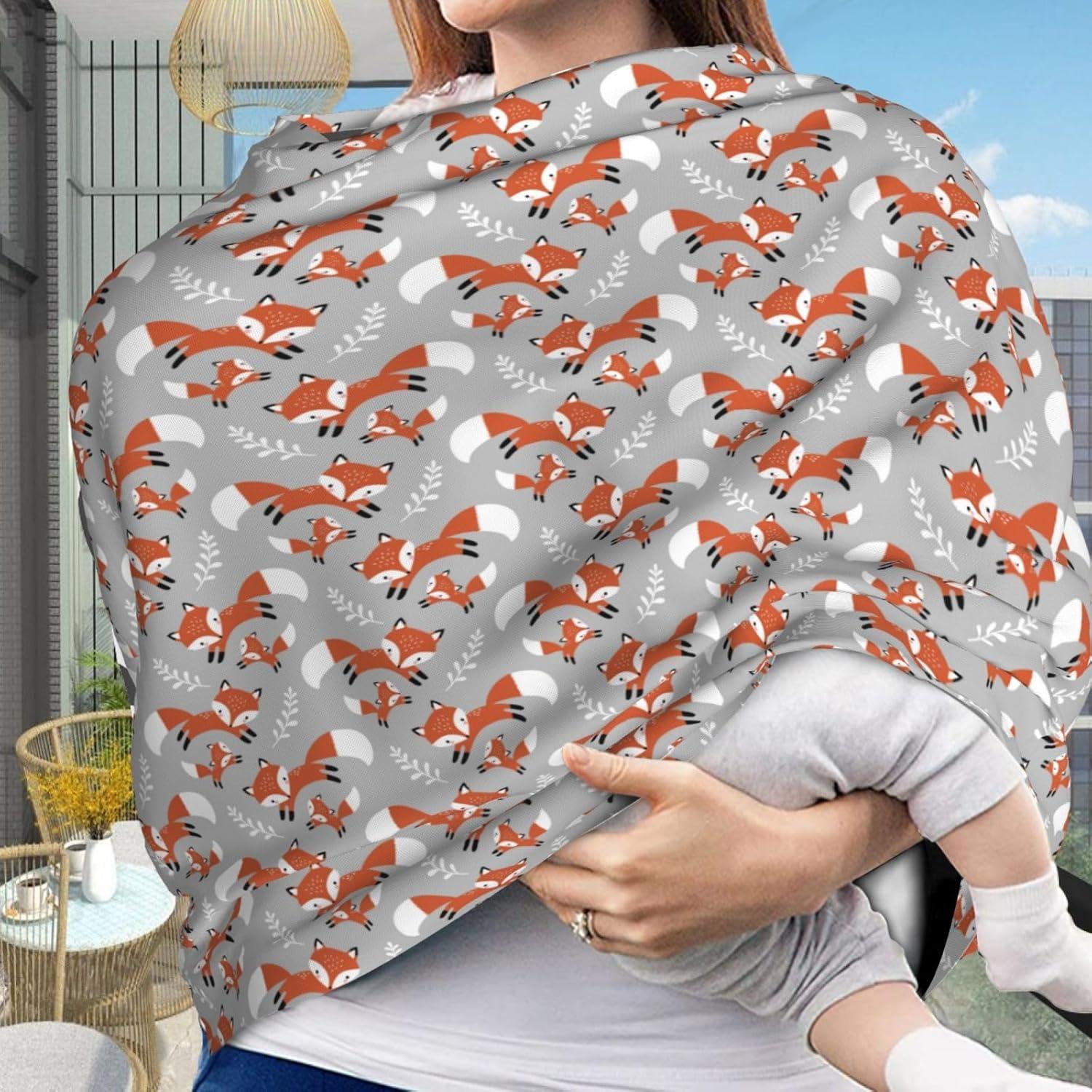 Cubierta de Asiento de Auto para Bebé - Zorros y Hojas Grises