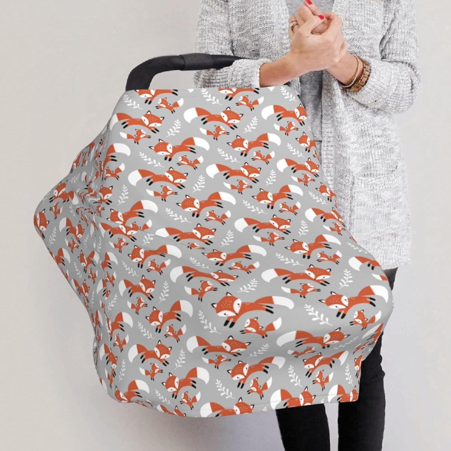 Cubierta de Asiento de Auto para Bebé - Zorros y Hojas Grises