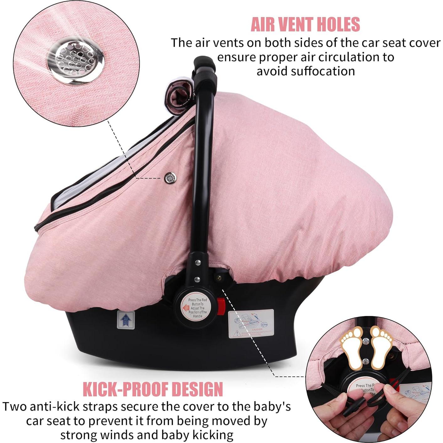 Cubierta de Asiento de Coche Rquite para Bebé Rosa - Impermeable y Aislante