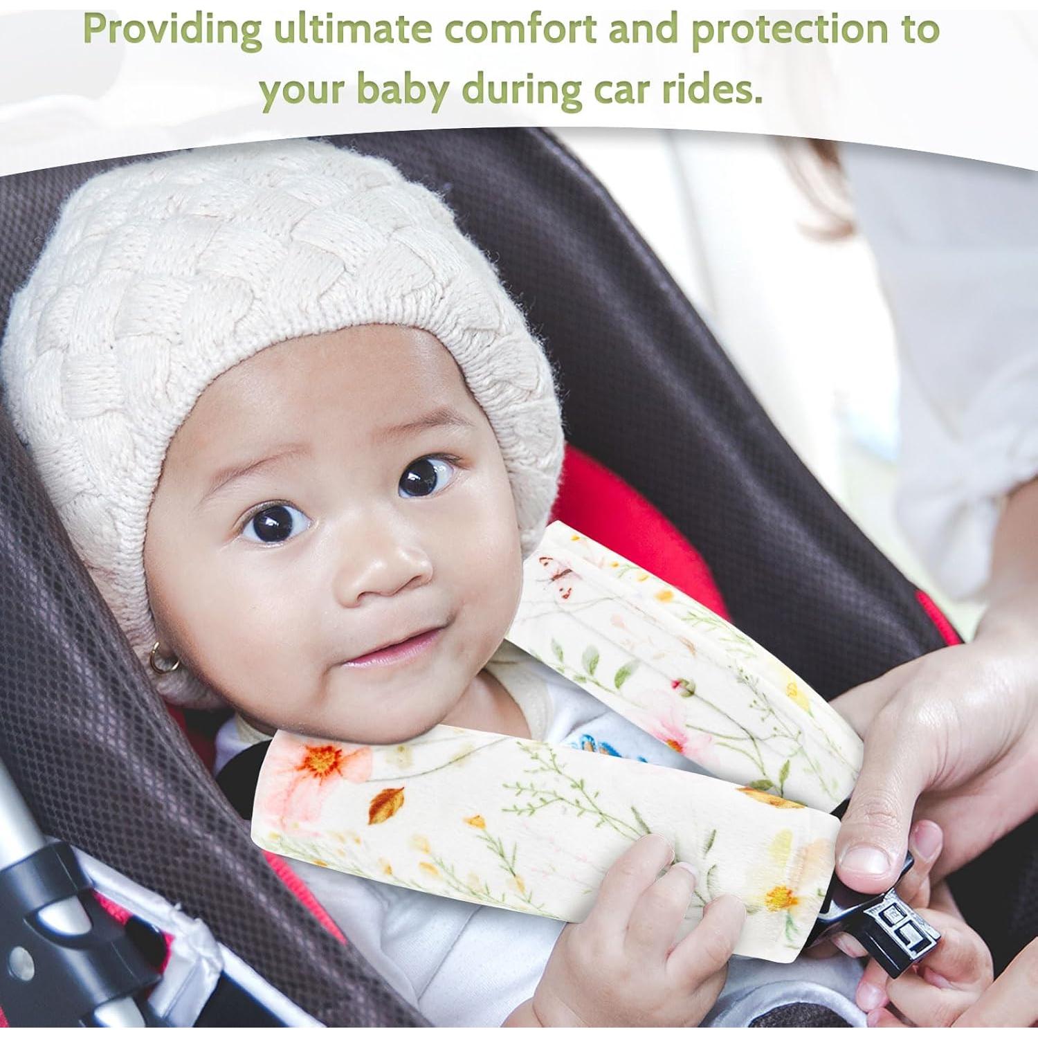 Fundas para Cinturones de Seguridad Bebé CARUILI - Flores Coloridas