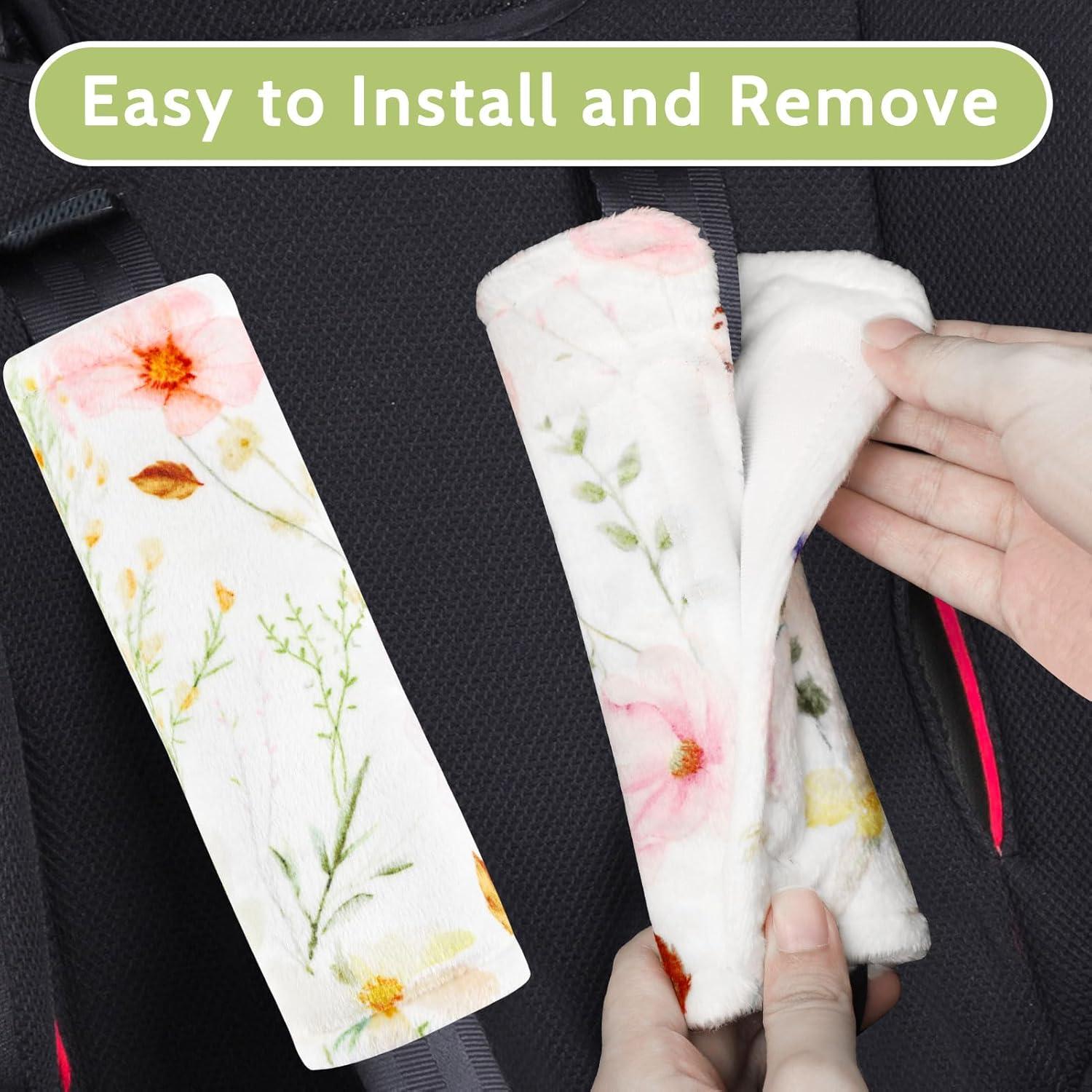 Fundas para Cinturones de Seguridad Bebé CARUILI - Flores Coloridas