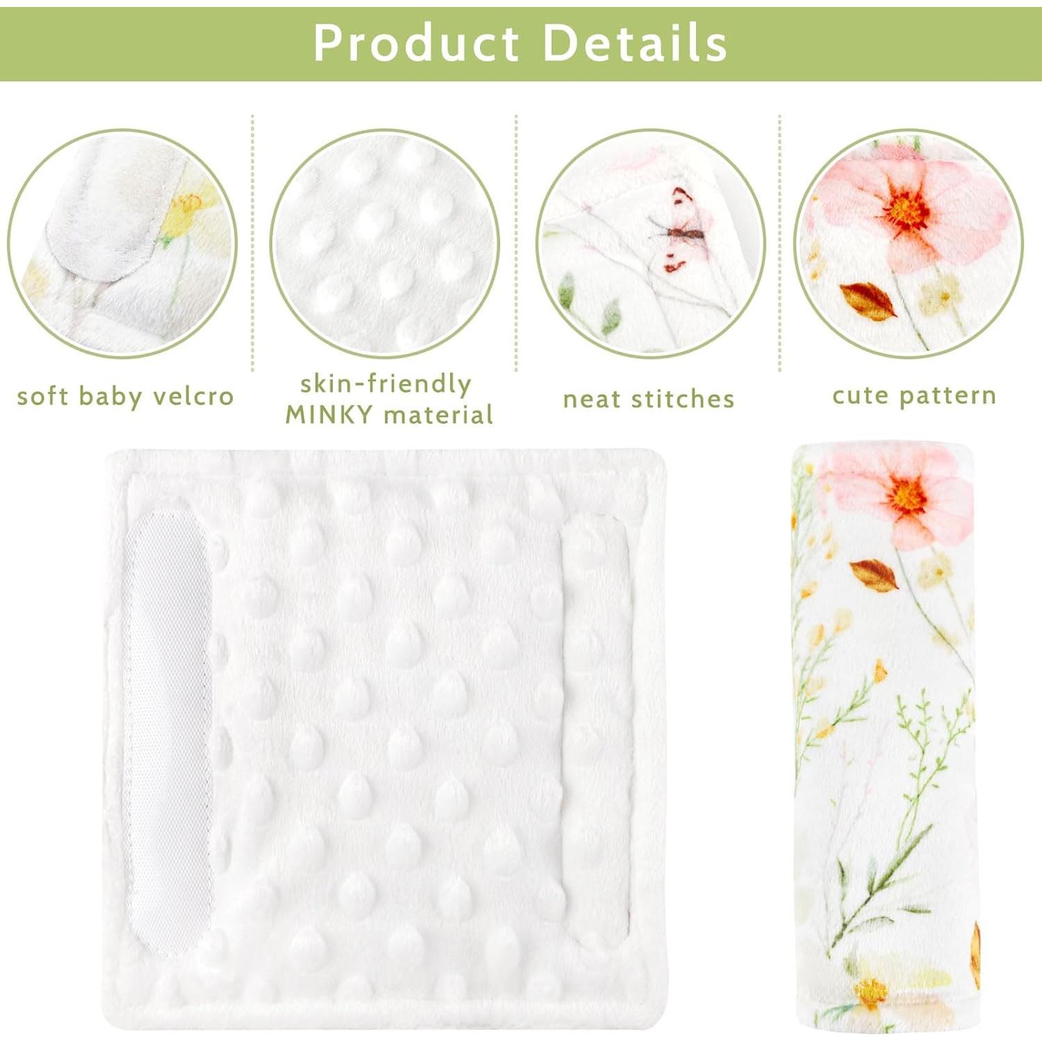 Fundas para Cinturones de Seguridad Bebé CARUILI - Flores Coloridas