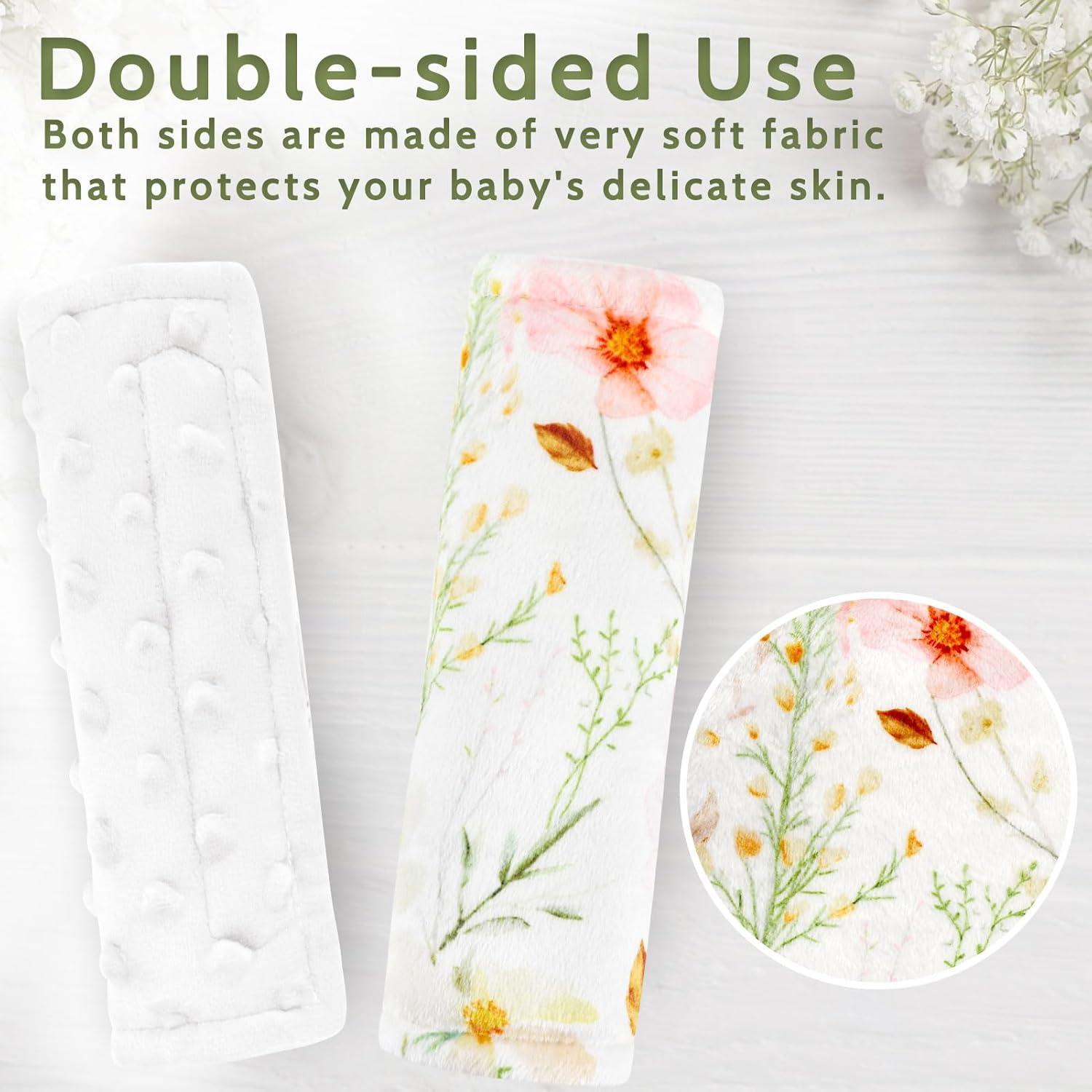 Fundas para Cinturones de Seguridad Bebé CARUILI - Flores Coloridas