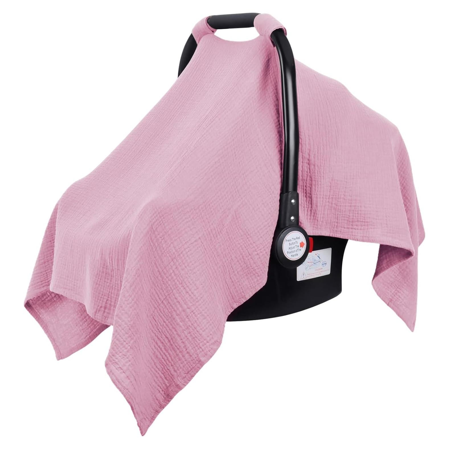 Cubierta de Asiento de Coche Metplus Rosa Pálido - Muselina 100% Algodón, Ligera y Transpirable