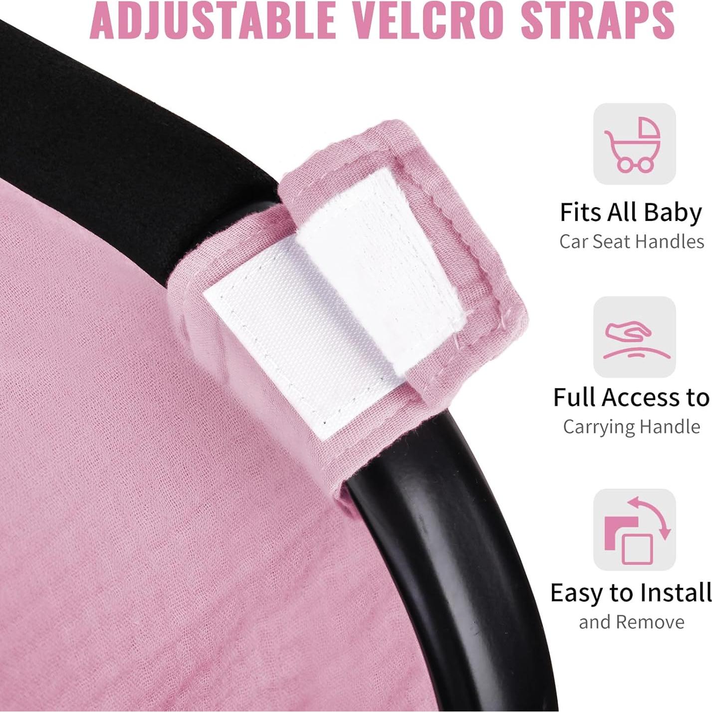 Cubierta de Asiento de Coche Metplus Rosa Pálido - Muselina 100% Algodón, Ligera y Transpirable