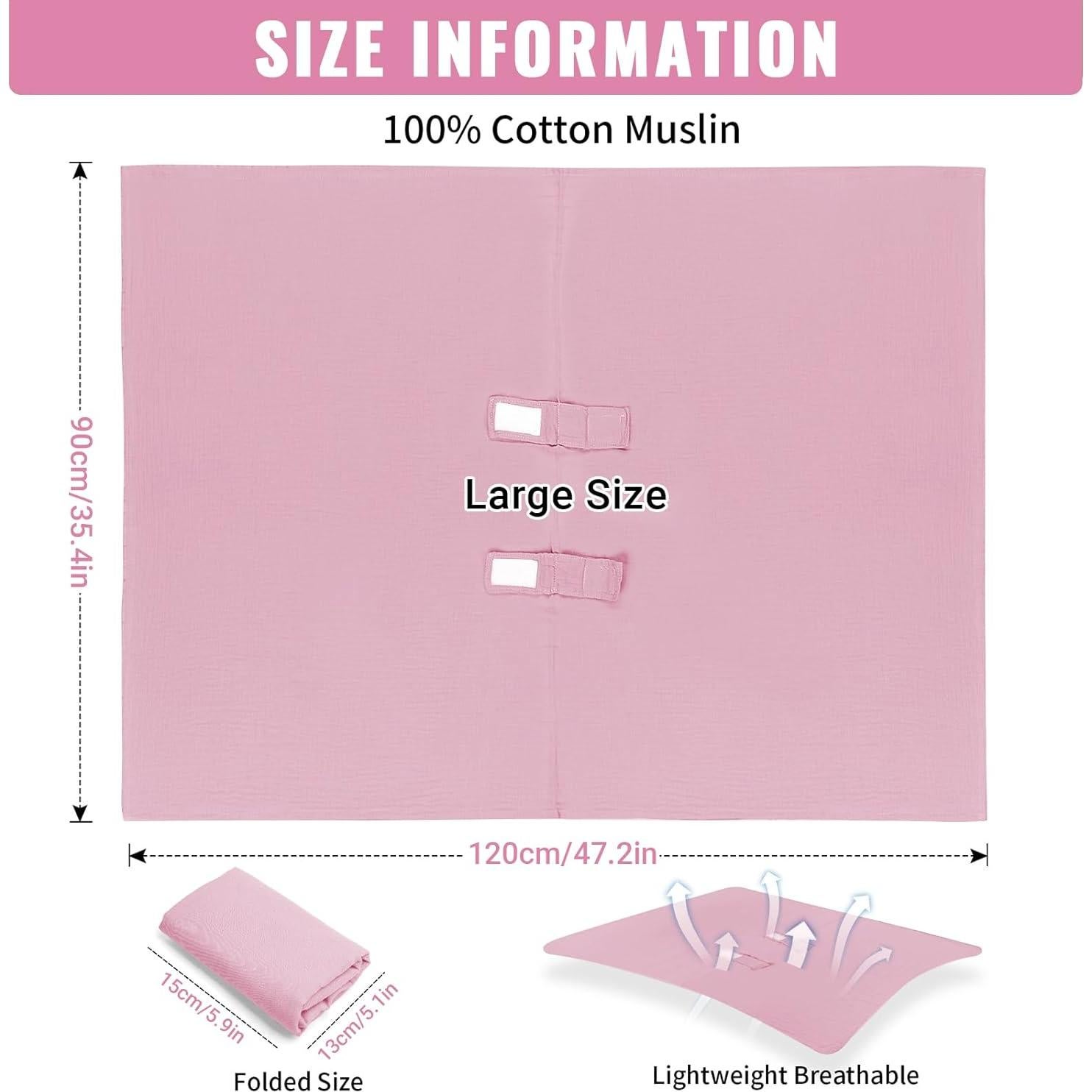 Cubierta de Asiento de Coche Metplus Rosa Pálido - Muselina 100% Algodón, Ligera y Transpirable