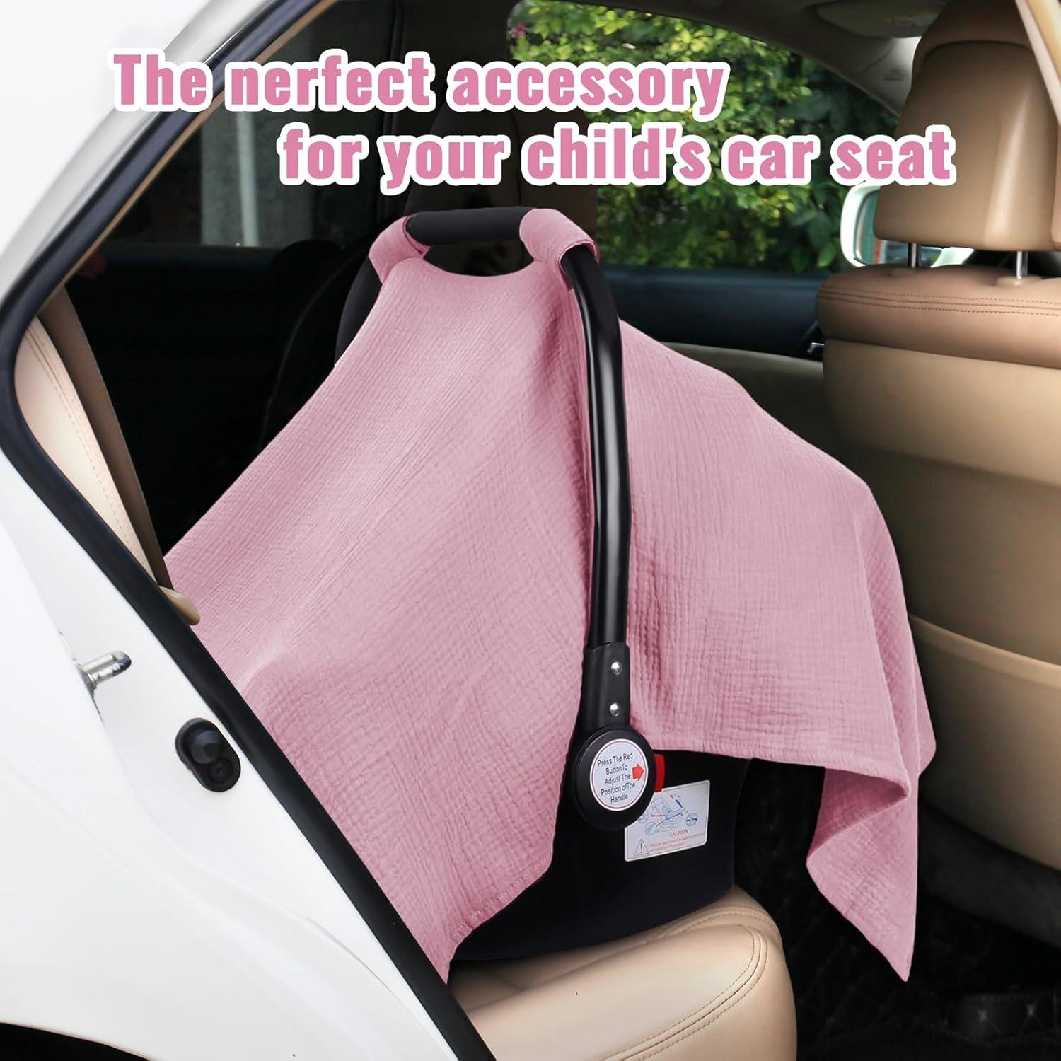 Cubierta de Asiento de Coche Metplus Rosa Pálido - Muselina 100% Algodón, Ligera y Transpirable