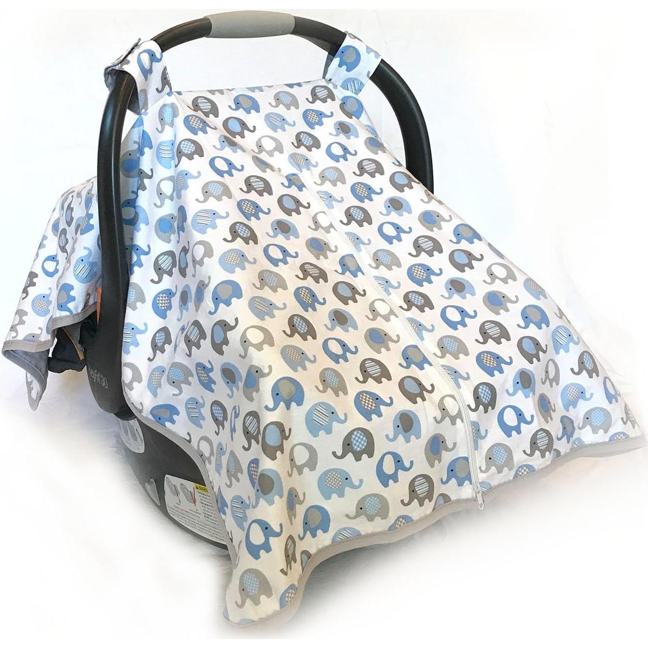 Funda para Asiento de Auto Bebé 100% Algodón MELKESDE Gris Azul