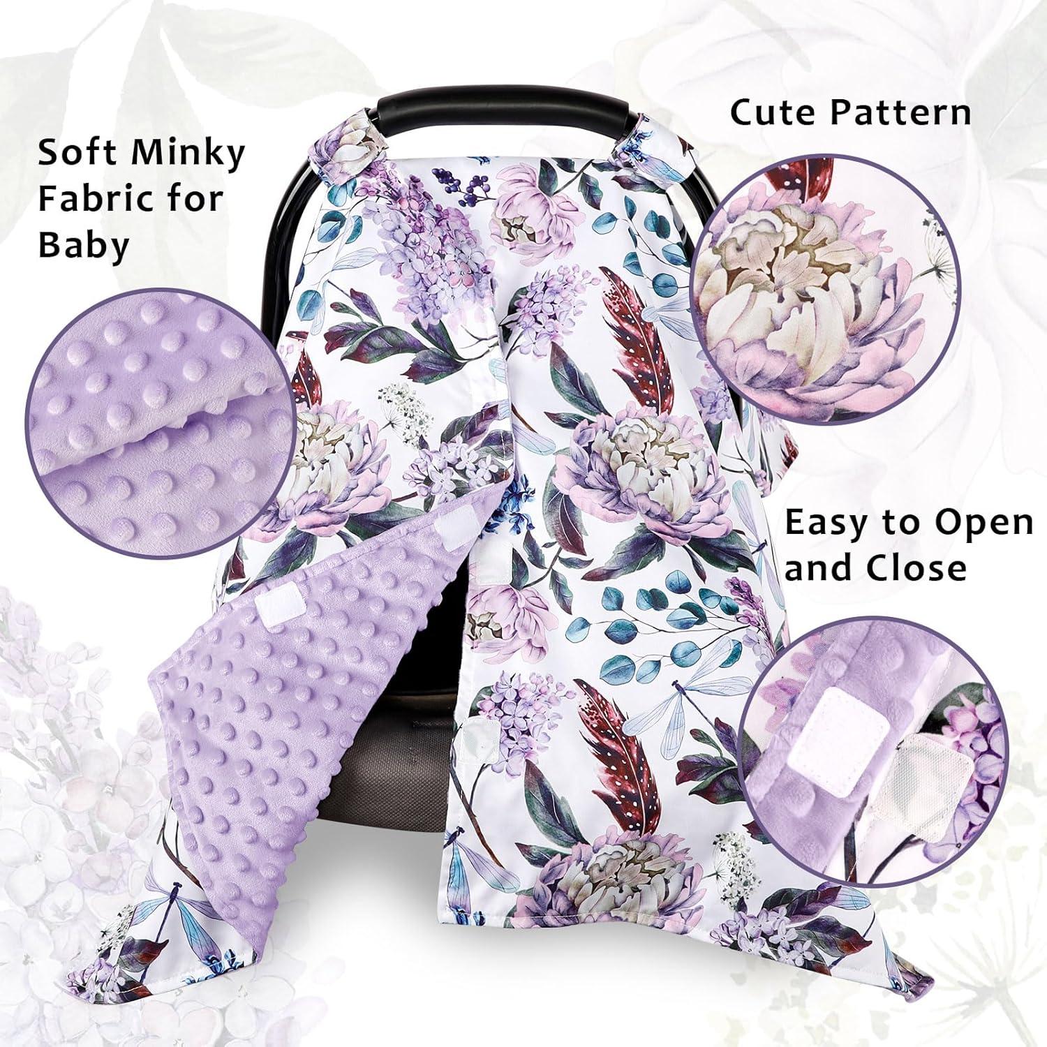 Funda de Asiento de Coche para Bebé HNHUAMING Floral Púrpura