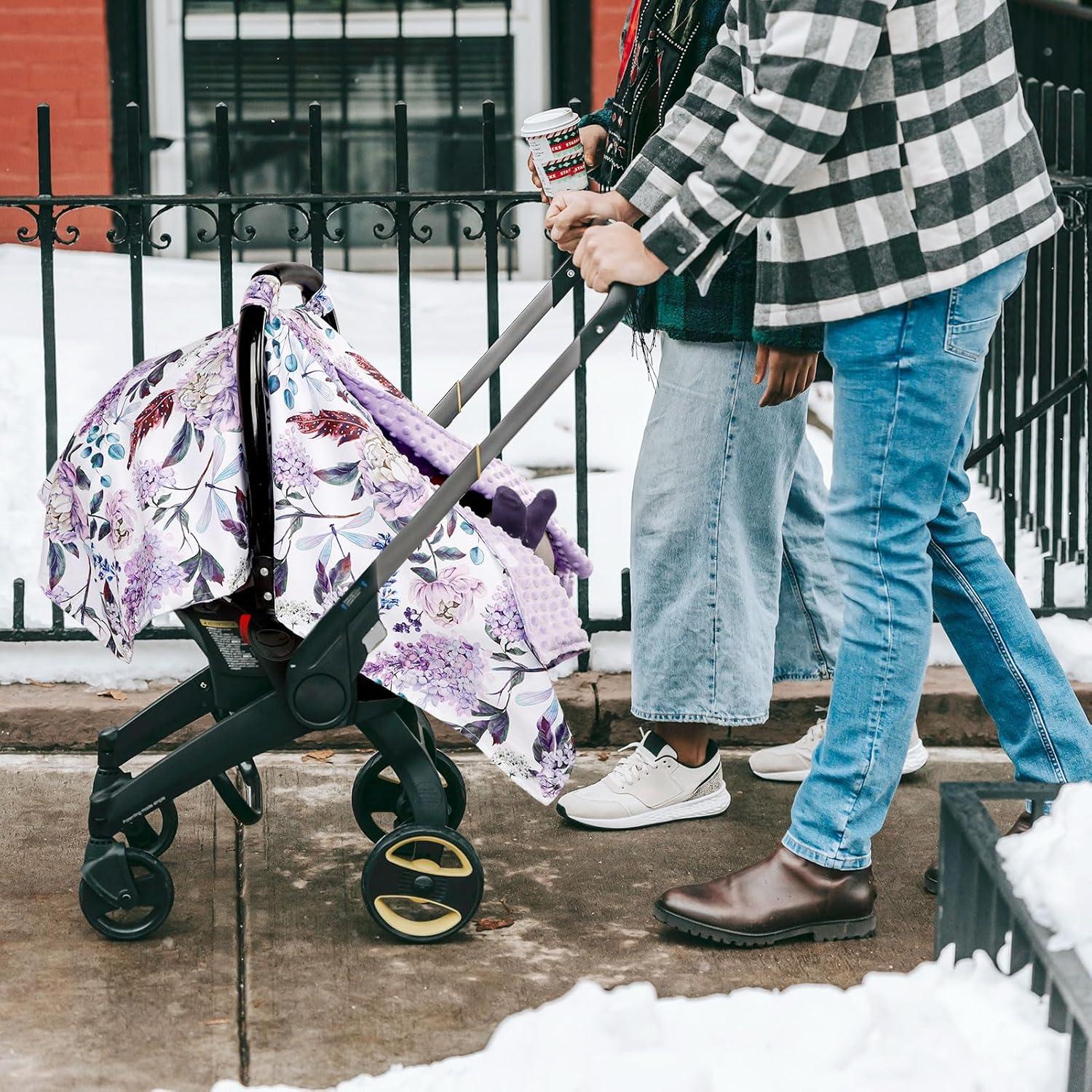 Funda de Asiento de Coche para Bebé HNHUAMING Floral Púrpura