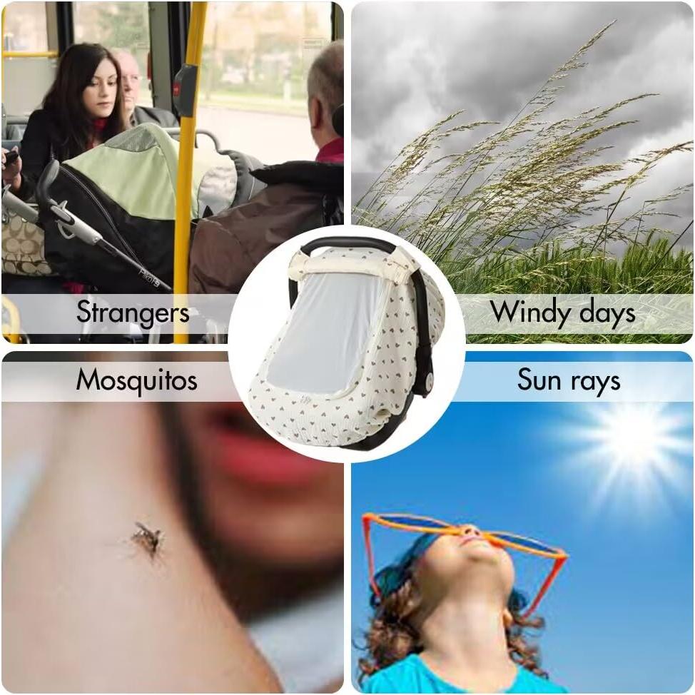 Cubierta de Asiento de Coche Bebé Algodón Muselina Crema