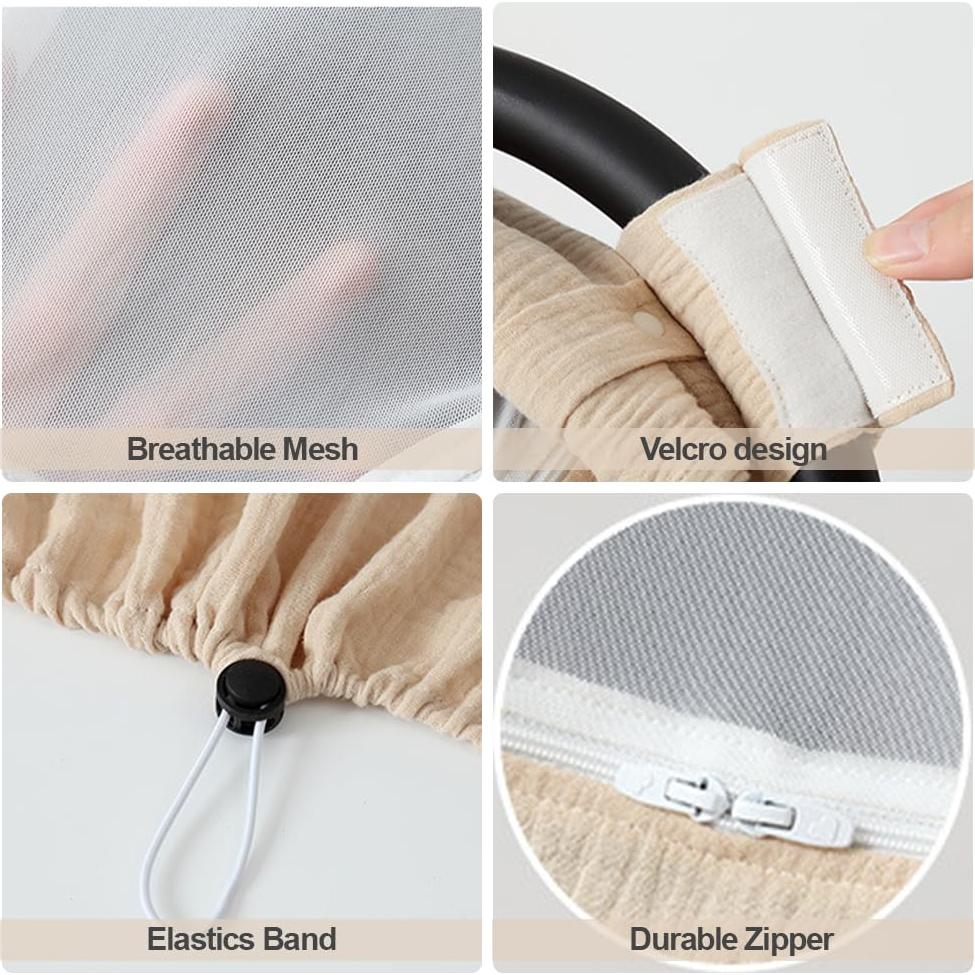 Cubierta de Asiento de Coche Bebé Algodón Muselina Crema