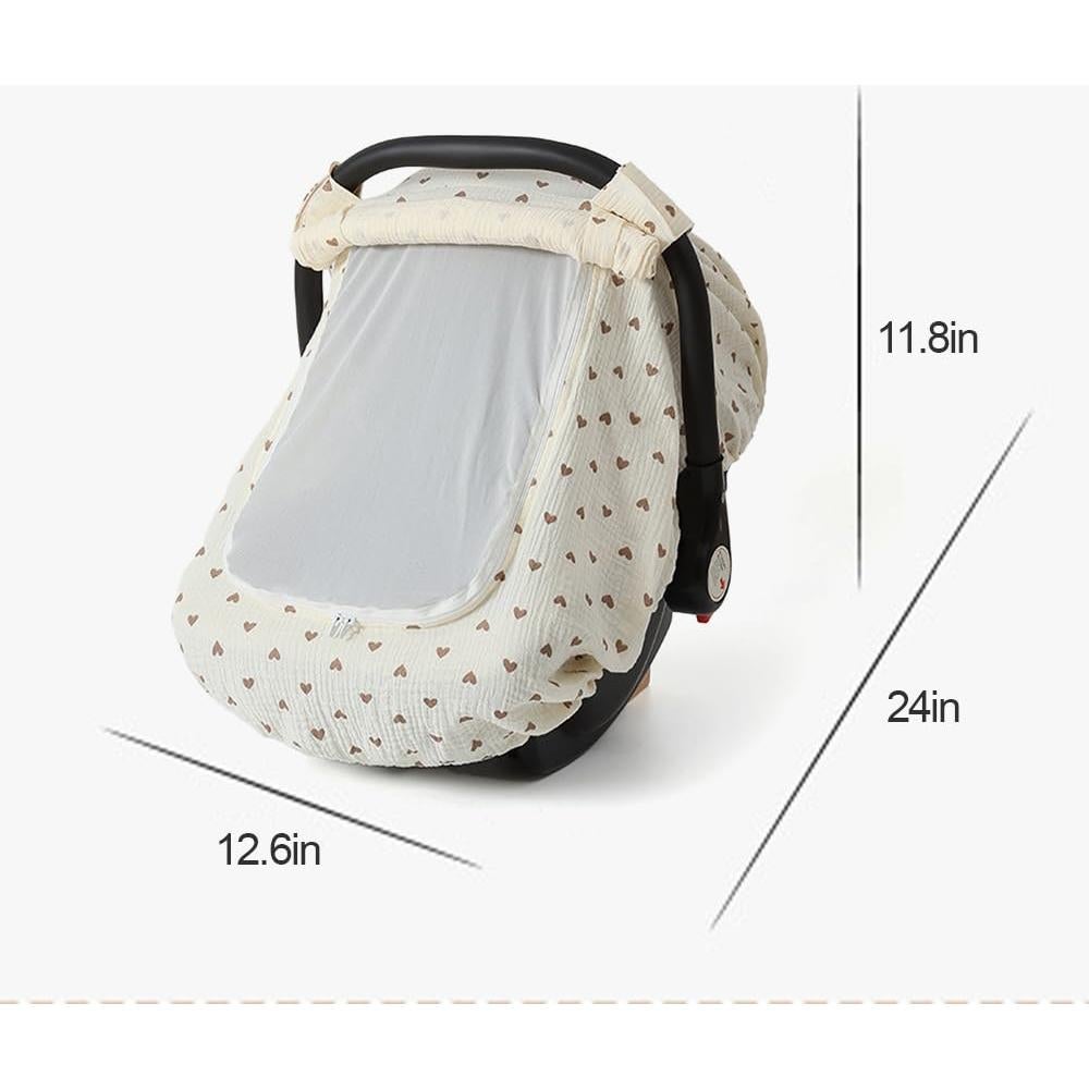 Cubierta de Asiento de Coche Bebé Algodón Muselina Crema