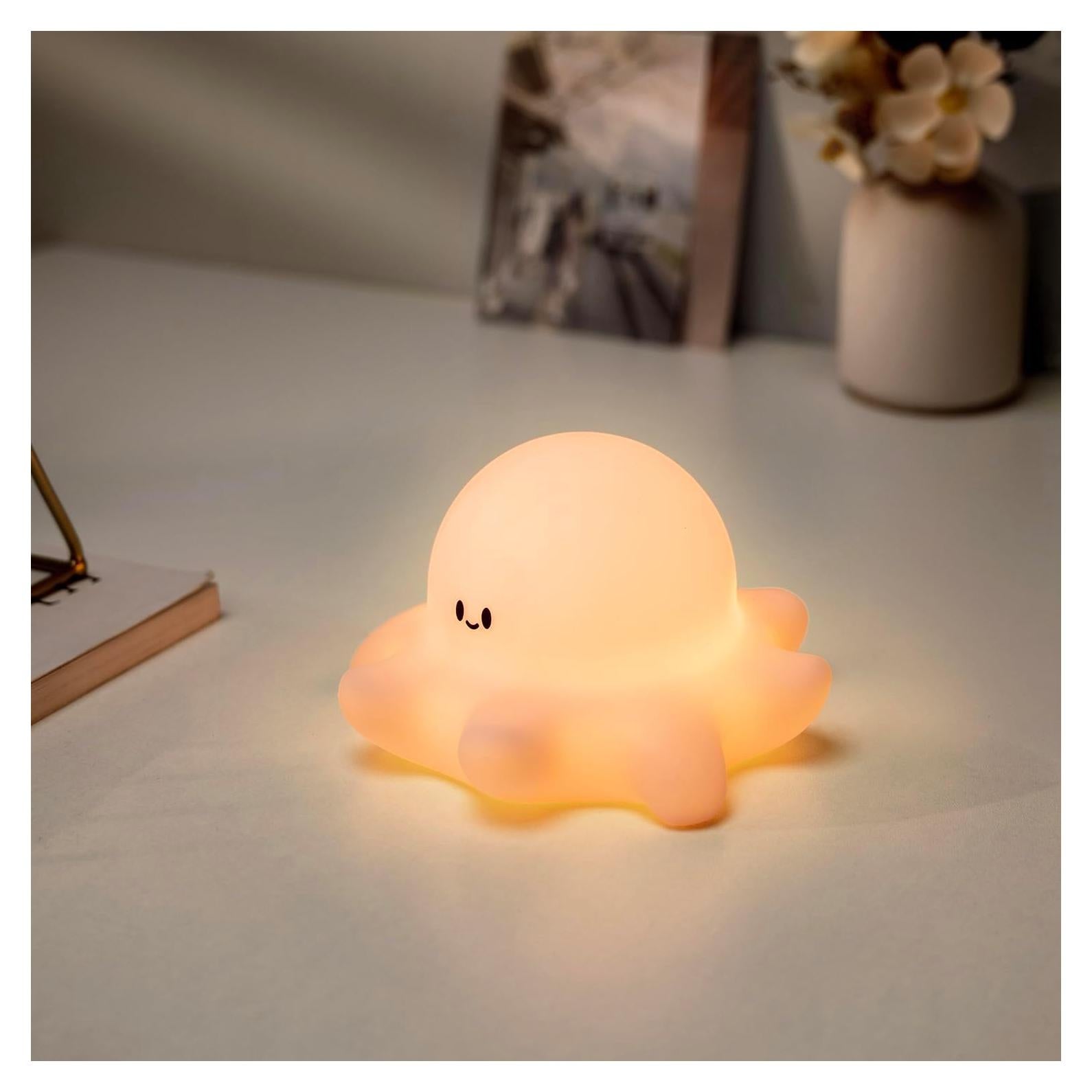 Luz Nocturna Pulpo Rosa HONGJIEYUAN Recargable 3 Niveles