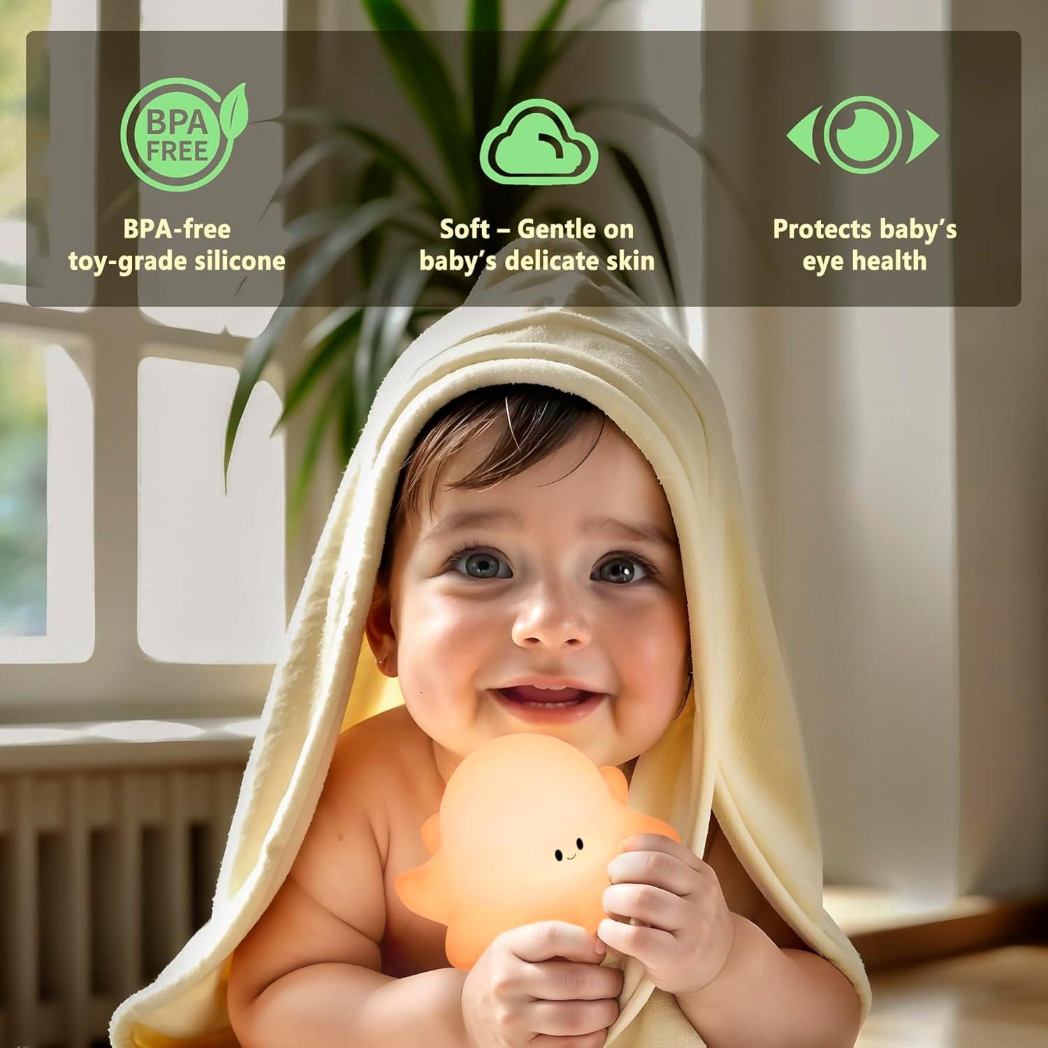 Luz Nocturna Pulpo Rosa HONGJIEYUAN Recargable 3 Niveles