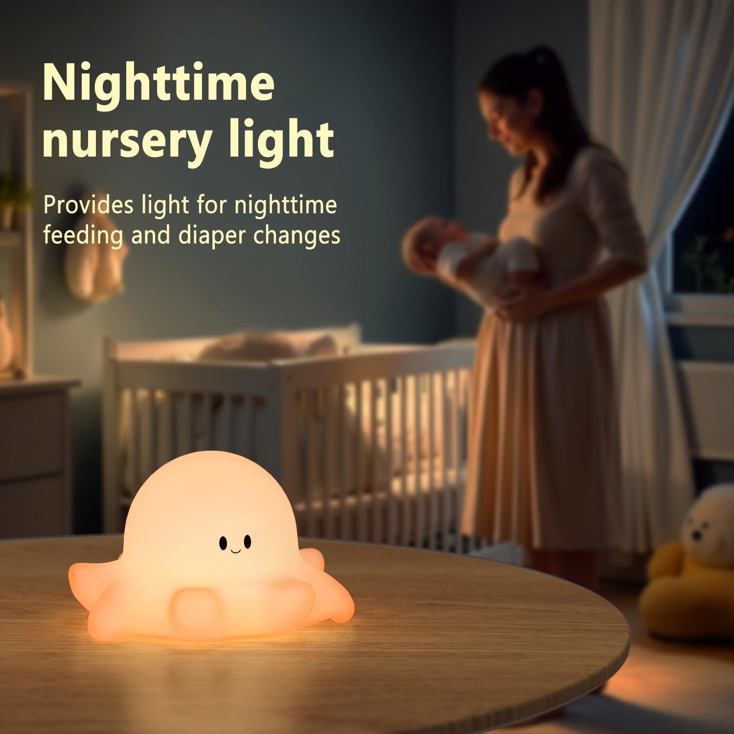 Luz Nocturna Pulpo Rosa HONGJIEYUAN Recargable 3 Niveles