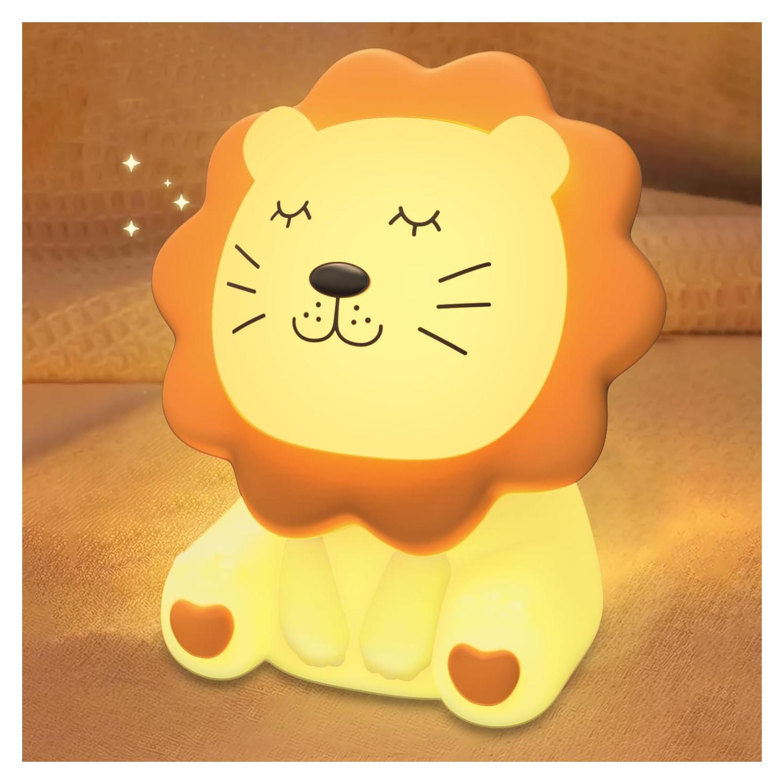 Luz Nocturna de Silicona León Amarillo 7 Colores Recargable