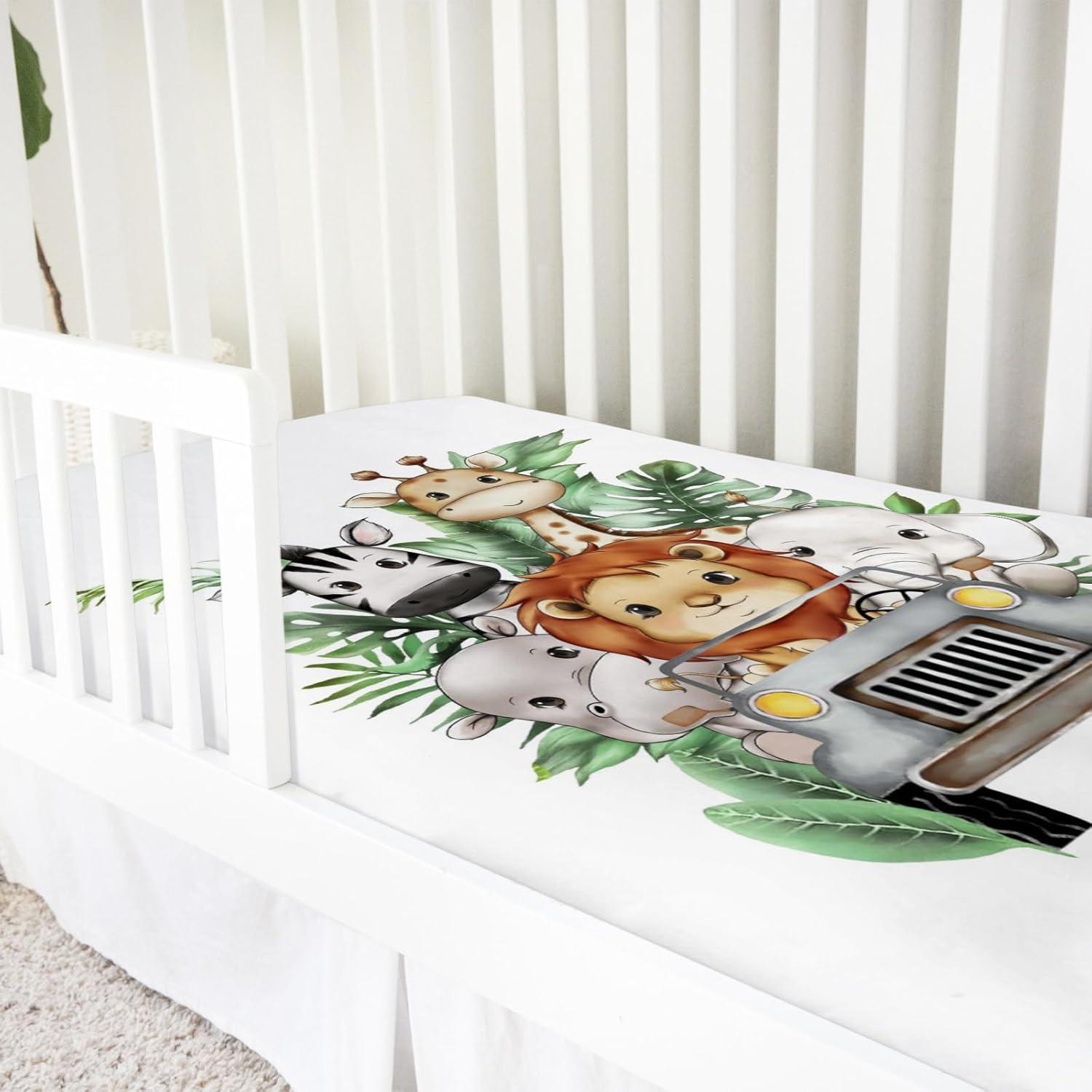 Sábana ajustada para cuna Hwmmbh animales safari 132x71cm