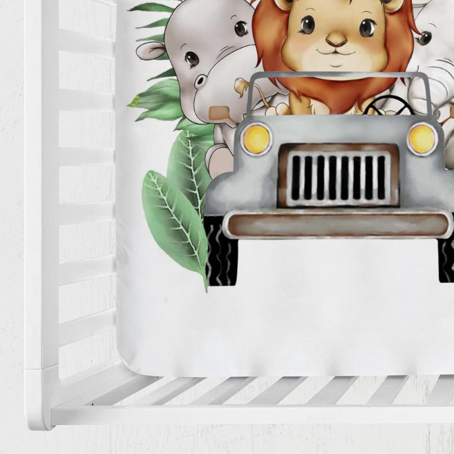 Sábana ajustada para cuna Hwmmbh animales safari 132x71cm