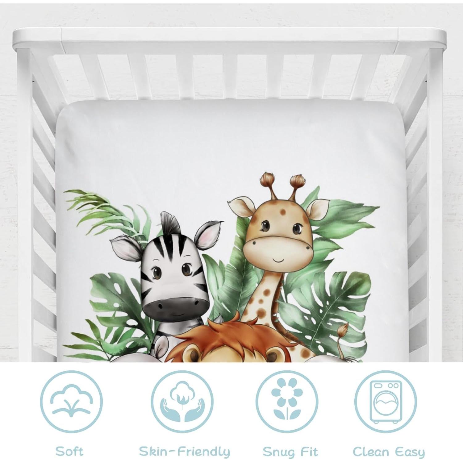Sábana ajustada para cuna Hwmmbh animales safari 132x71cm