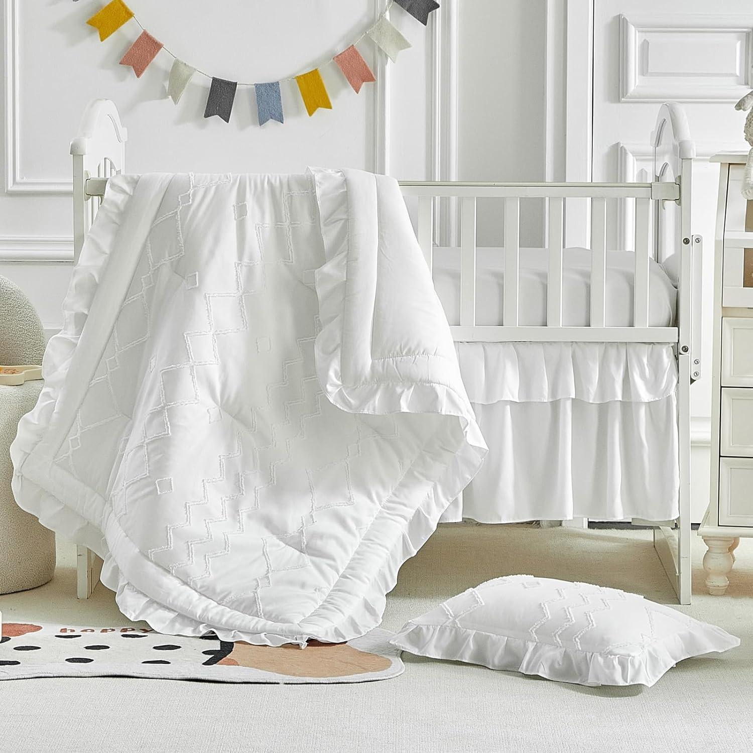 Conjunto de Ropa de Cuna AIKASY 4 Piezas Blanco Acolchado