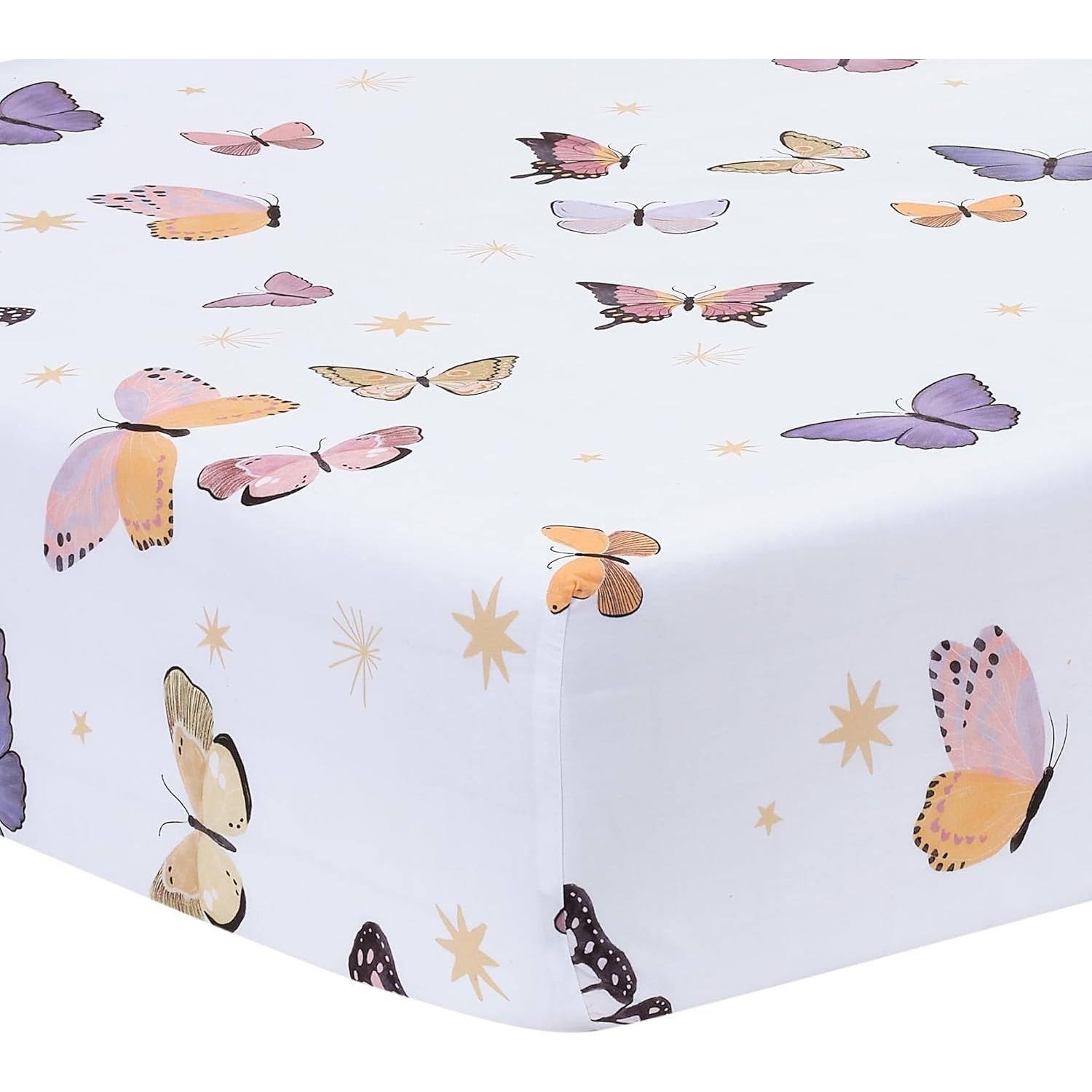 Conjunto de Ropa de Cuna 3 Piezas Lambs & Ivy Mariposa Rosa/Oro