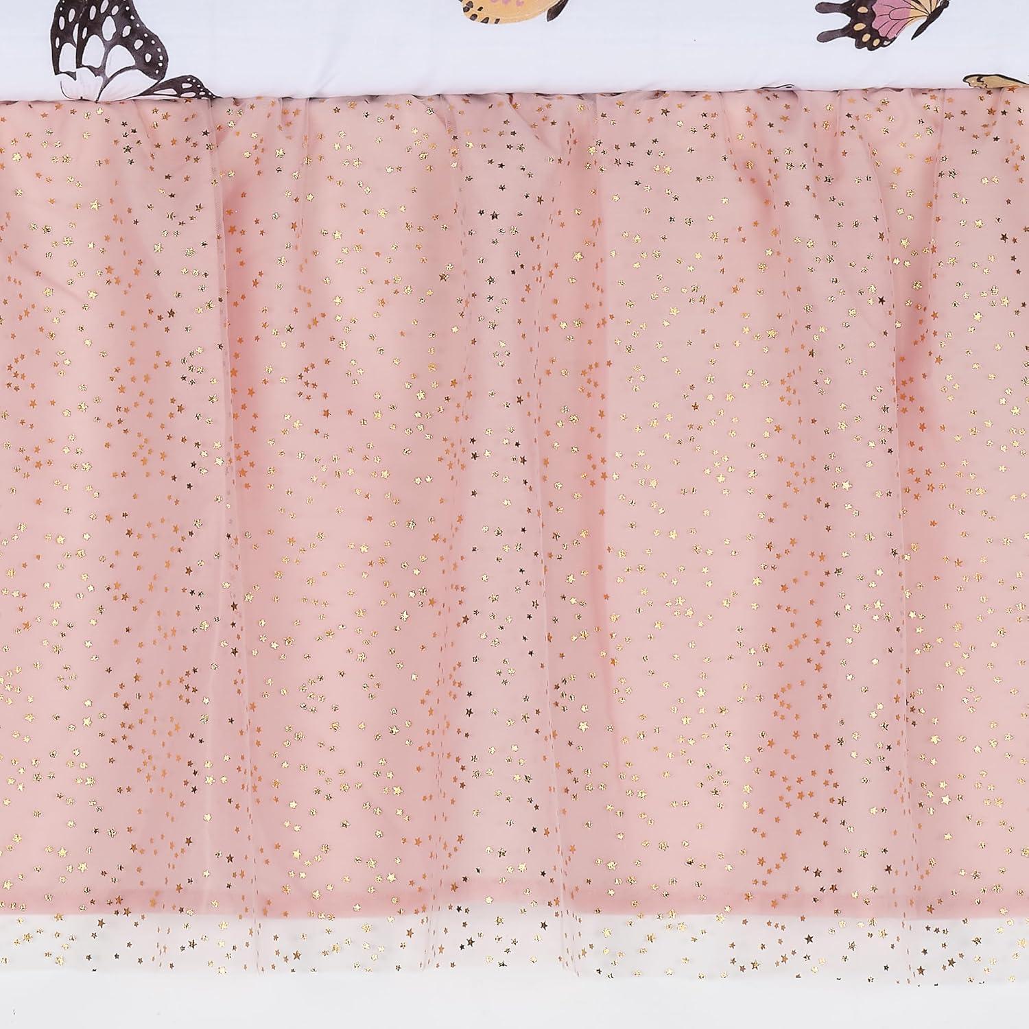 Conjunto de Ropa de Cuna 3 Piezas Lambs & Ivy Mariposa Rosa/Oro