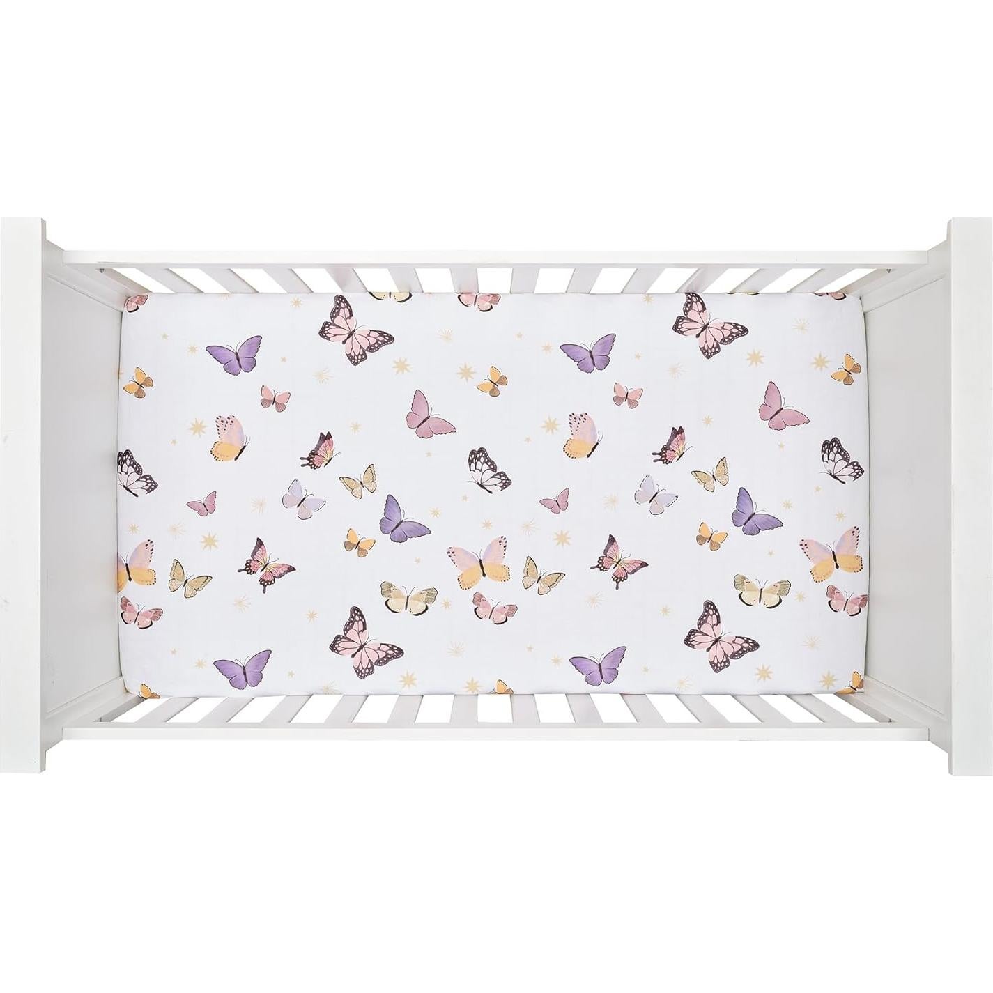 Conjunto de Ropa de Cuna 3 Piezas Lambs & Ivy Mariposa Rosa/Oro