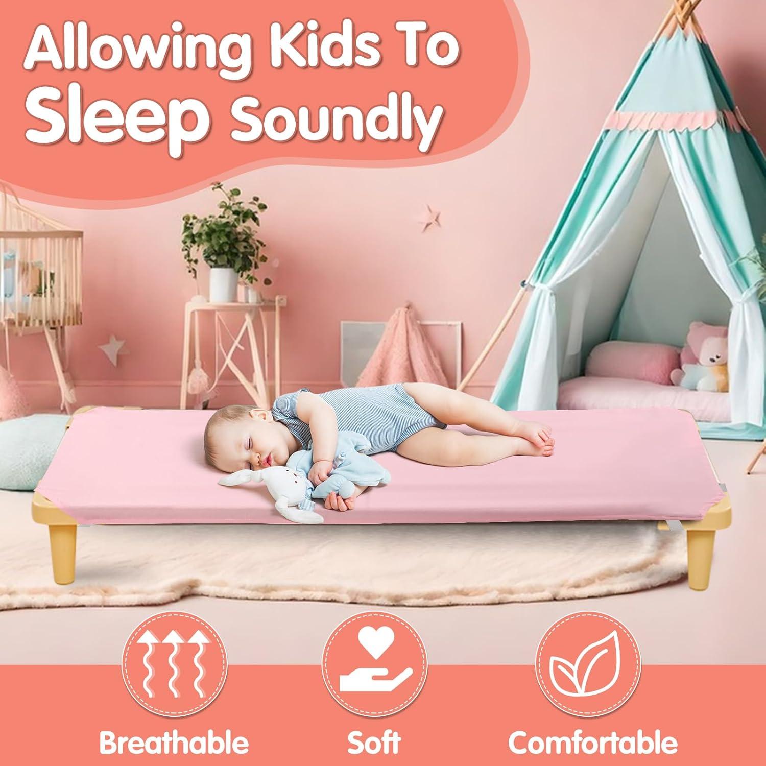 Sábanas para Cunas de Guardería RowinsyDD Rosa 58.4x129.5 cm 2 Pcs