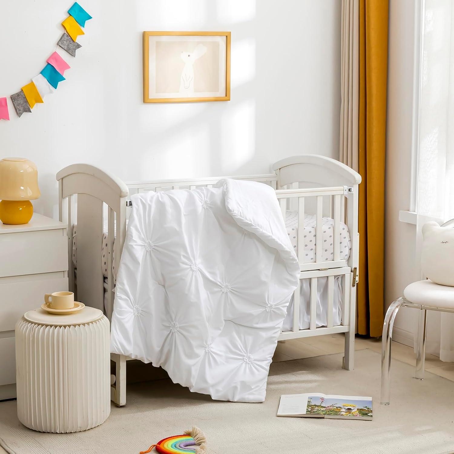 Juego de Ropa de Cuna 3 Piezas PINNKKU Blanco Geométrico