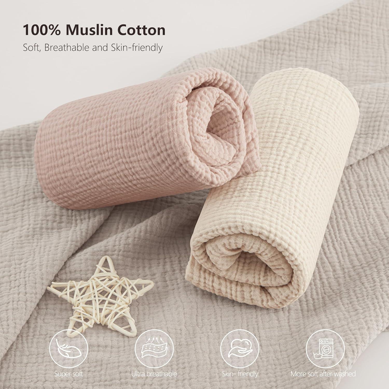 Sábanas de Cuna Bearmoss Muslin 100% Algodón 2 Piezas