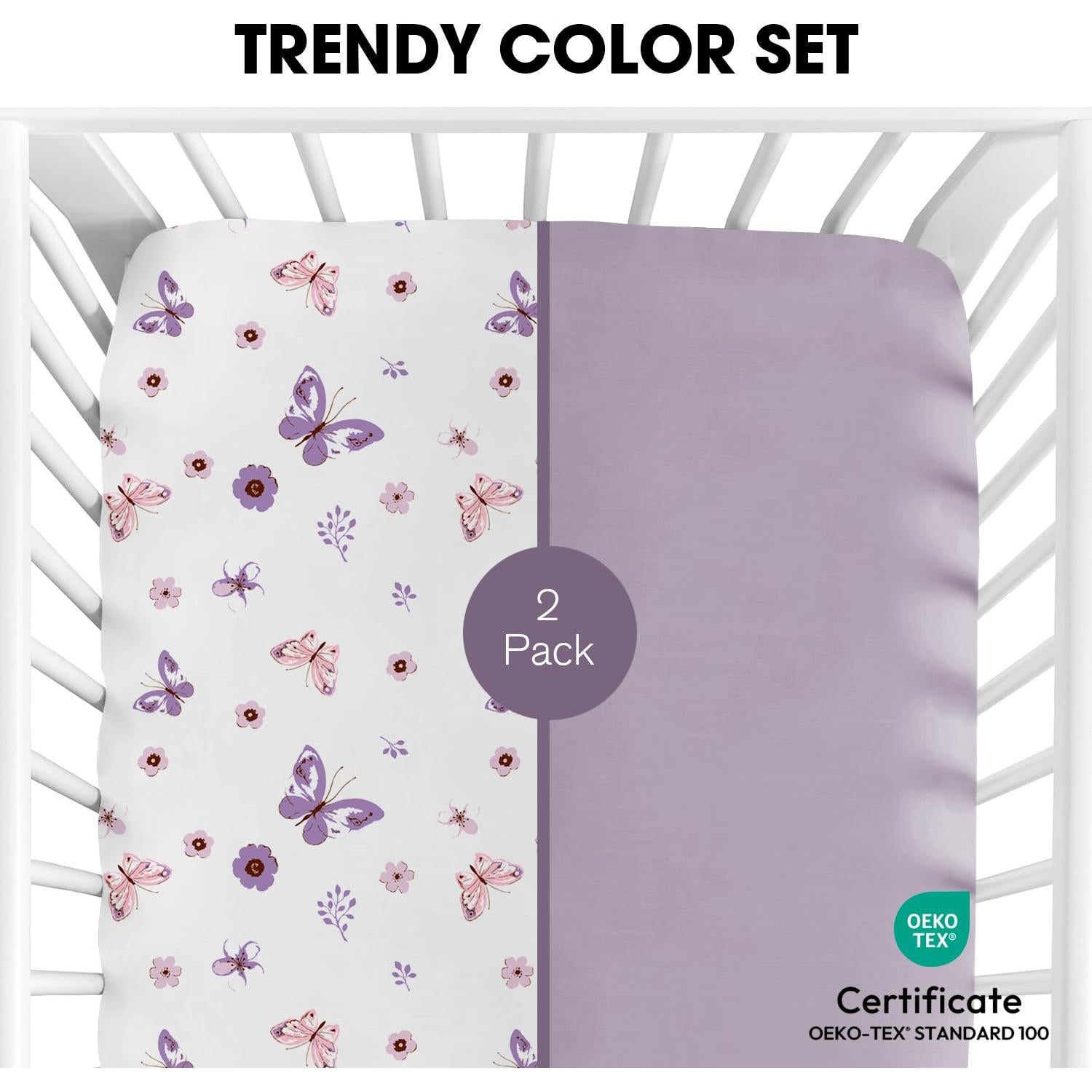 Sábanas Ajustadas para Cuna Little Grape Land - 2 Piezas Microfibra